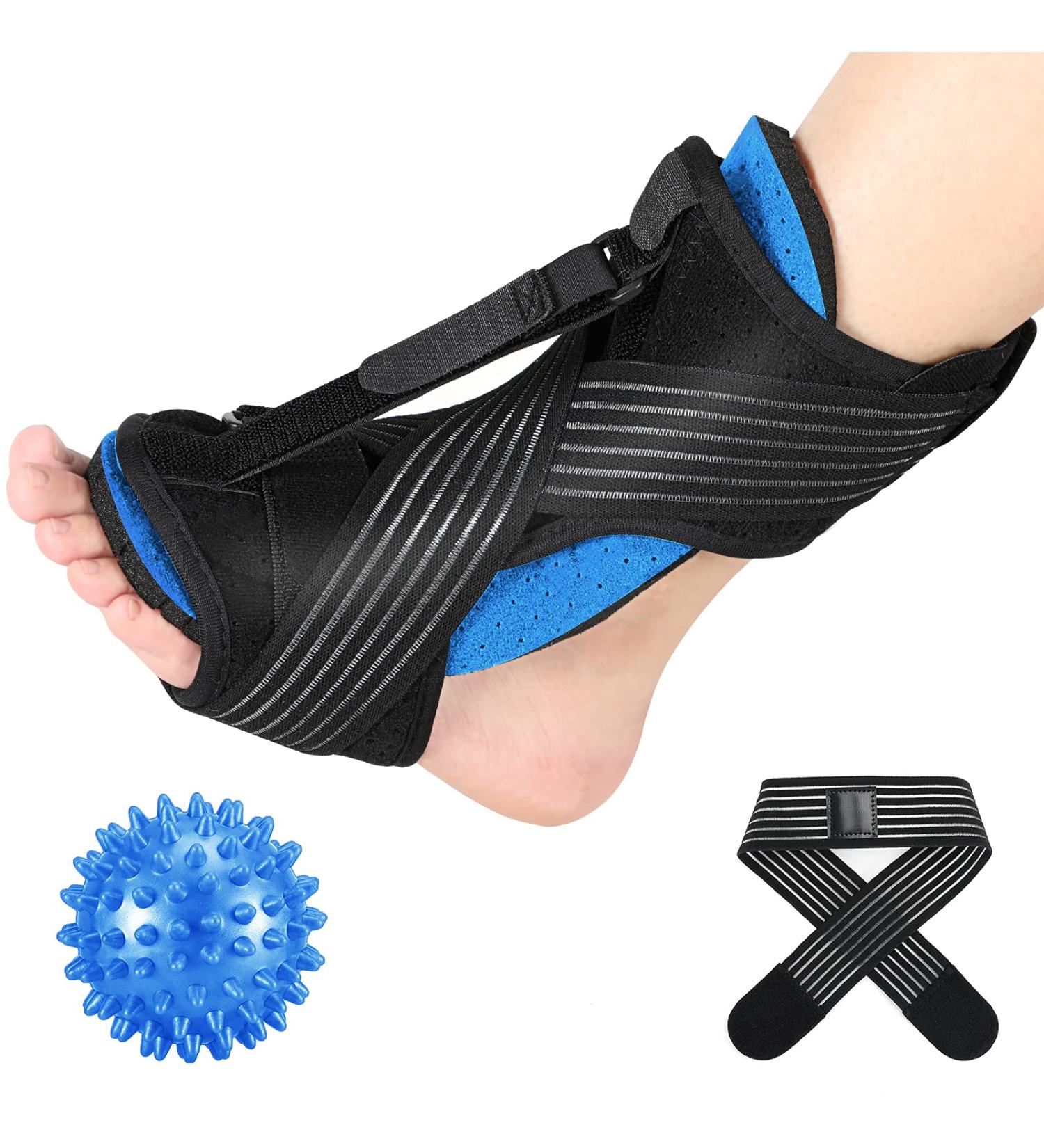 AMIAWIT Plantar Fasciitis Night Splint - Adjustable Brace for Heel, Ankle & Arch Pain Relief - Achilles Tendonitis Support - Women Men (Blue) - Buy Online on GoSupps.com