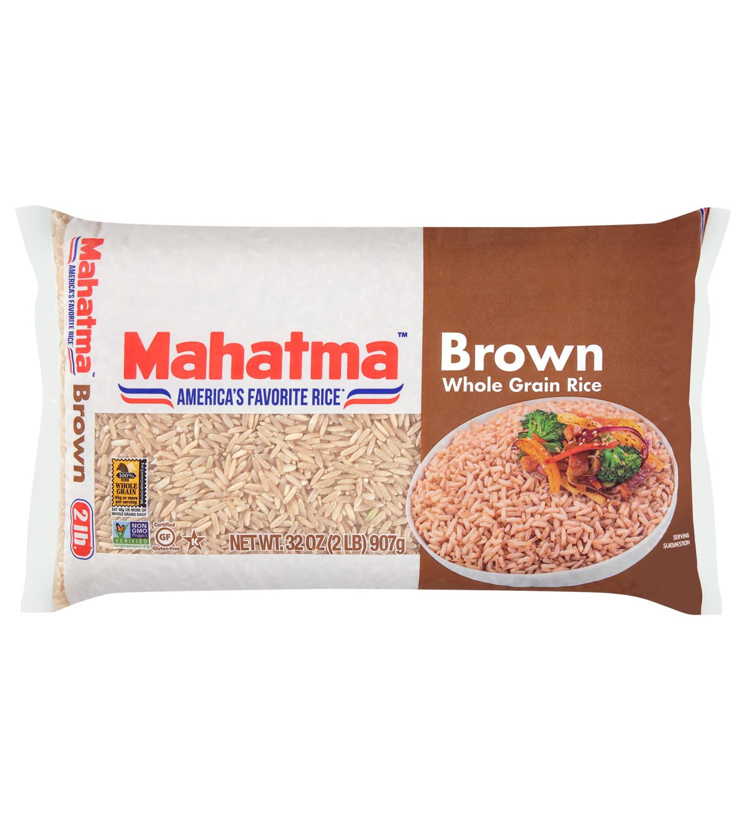 Mahatma Whole-Grain Brown Rice 32oz Bag - Stovetop or Microwave 2lb Rice - Buy Online on GoSupps.com