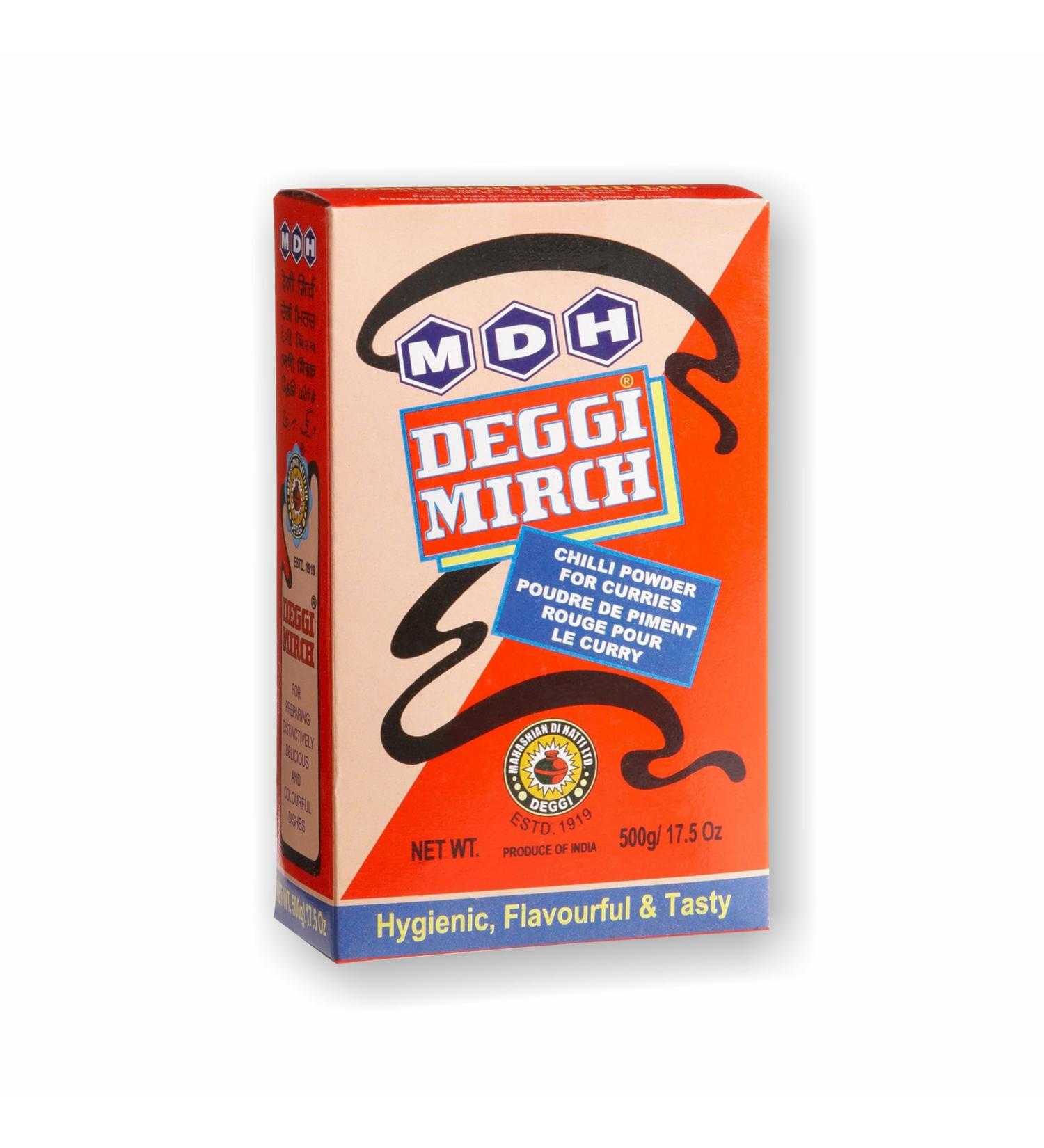 MDH Deggi Mirch 500g Chilli Powder (Lal Mirchi) Ground Indian Spice All Natural Salt-Free Vegan Non-GMO for Hot Taste - Buy Online on GoSupps.com