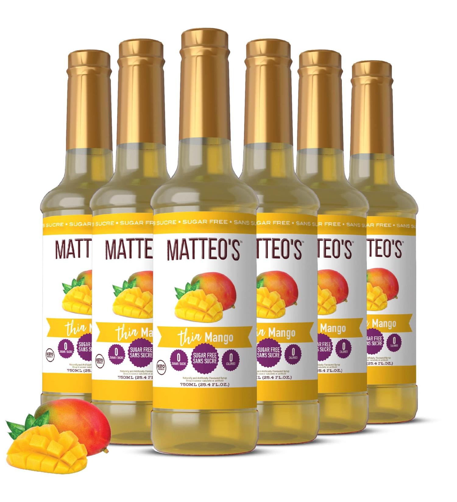 Matteo's Sugar-Free Fruit Syrup Sweeteners for all types of Beverages - for Pastry Dessert Kitchen Restaurant and Bars Vibrant Mango Flavor Sweet Tropical Non Alcoholic Syrup (750mL 6pk) 750 ml (Pack of 6) - Buy Online on GoSupps.com