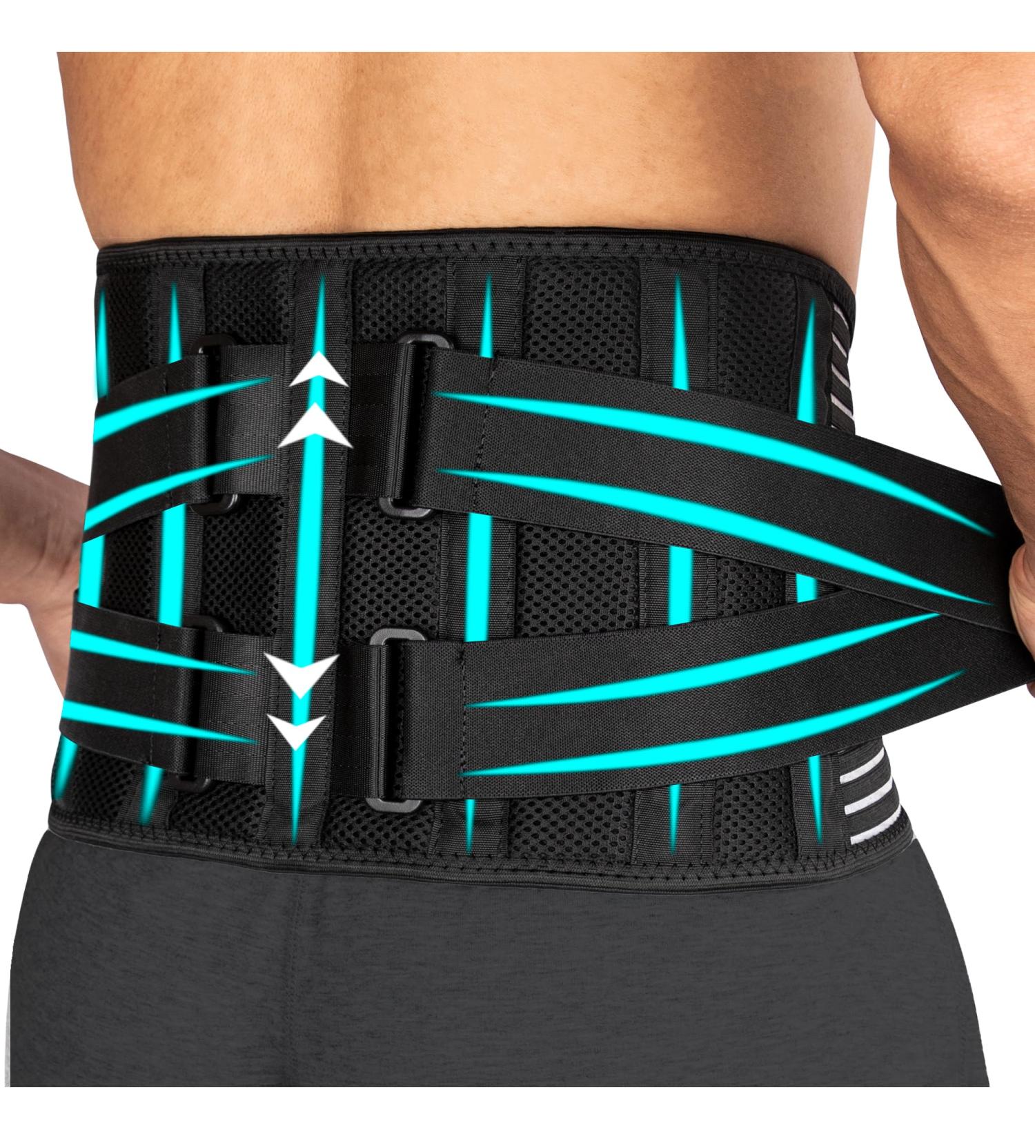 Back Support Belt for Men and Women | Lower Back Pain Relief Lumbar Support Brace | Sciatica, Herniated Disc, Scoliosis | 7 Stays, Adjustable Straps | S/M 80-90CM - Buy Online on GoSupps.com
