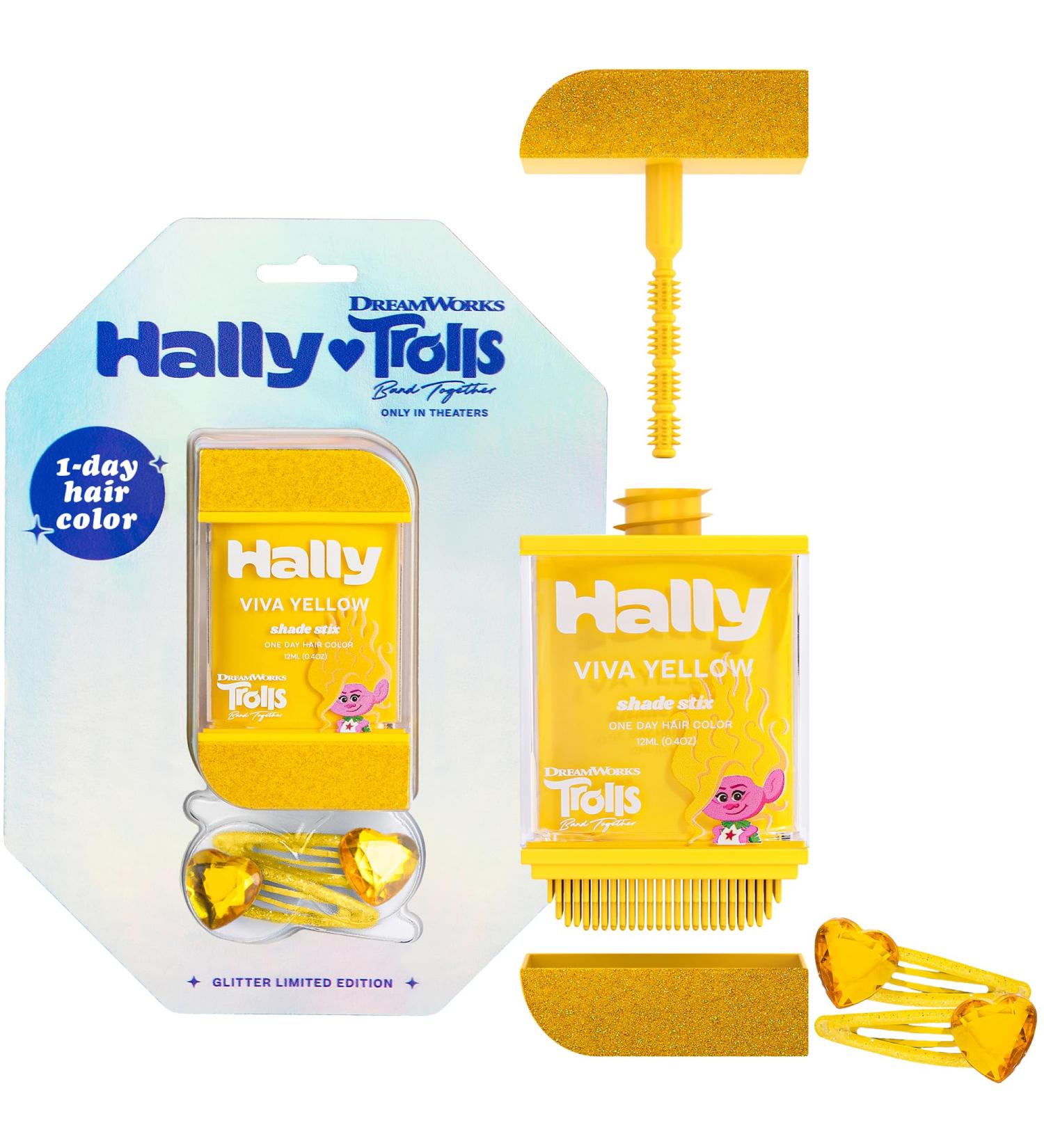 Buy Hally Hair Viva Yellow 1-Day Hair Color for Kids | Temporary Shade Stix Dye | No Mess Application | Washes Out Easily | Fun Trolls Hair Accessories for Girls & Boys - Buy Online on GoSupps.com