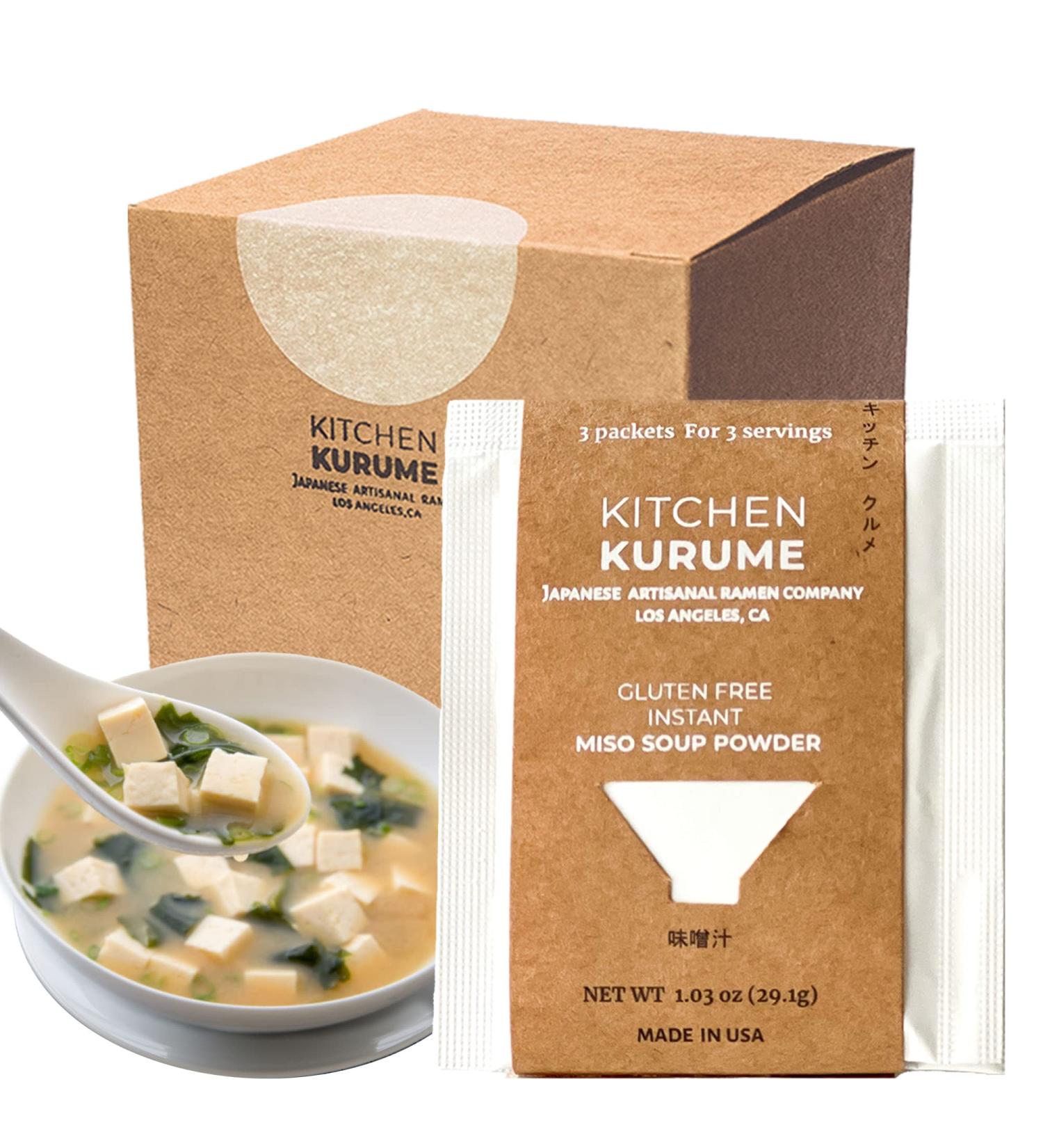Kitchen Kurume Gluten Free White Miso Soup Powder (Pack of 15) | Made in USA | Instant Shiro Miso Soup Mix | No MSG | 100% Natural | 5.1 Ounce - Buy Online on GoSupps.com