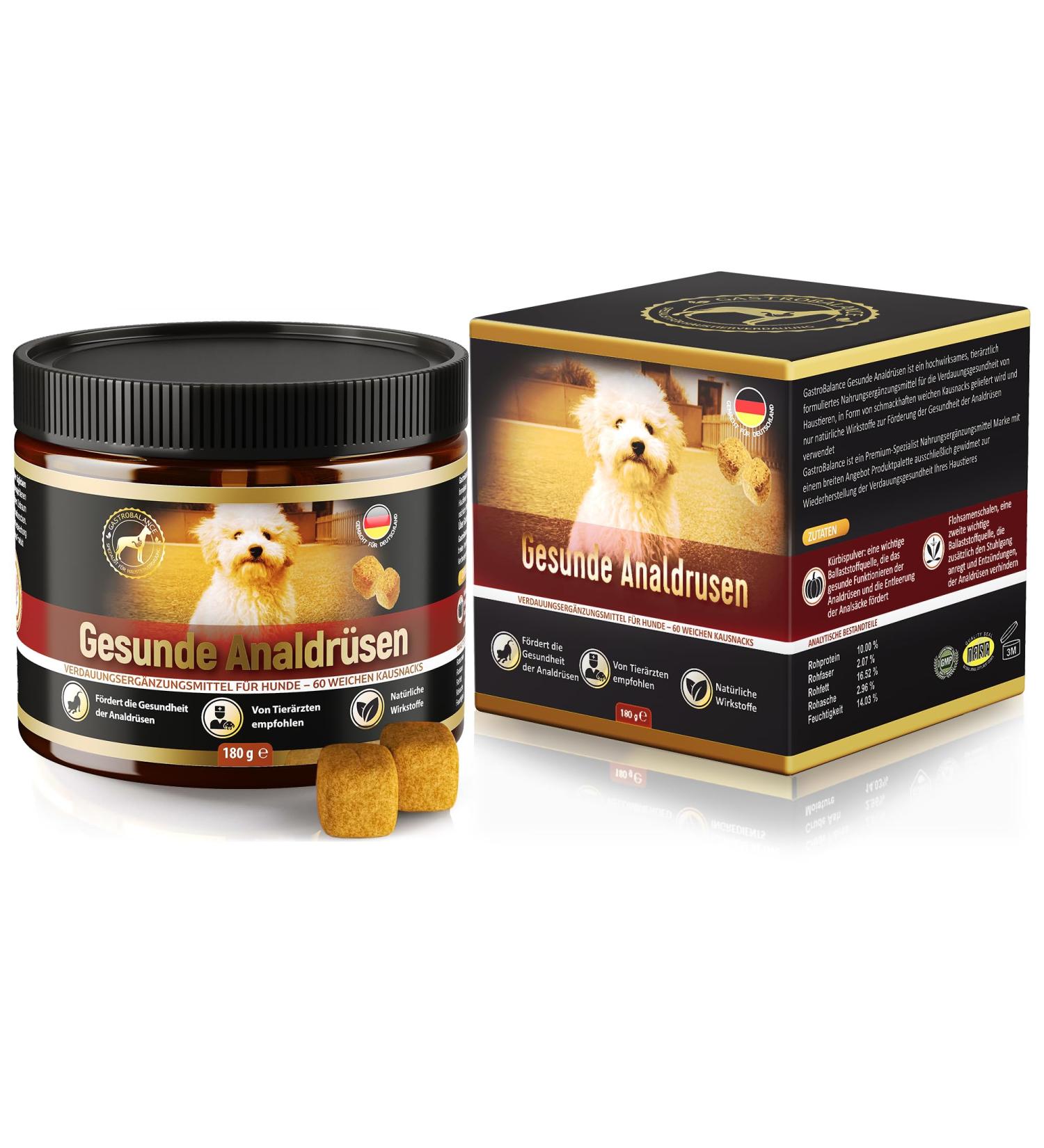 GastroBalance Healthy Anal Glands Dog Chews - 100% Natural 60 Soft Chews for Optimal Anal Gland Health - German Quality - Buy Online on GoSupps.com