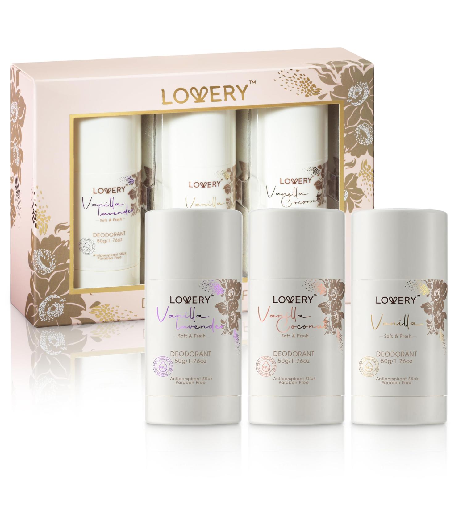 Natural Aluminum-Free Deodorant Set of 3 | Vanilla Lavender Coconut | 48 Hr Protection | Eco-Friendly Deodorant Gift for Women & Men - Buy Online on GoSupps.com