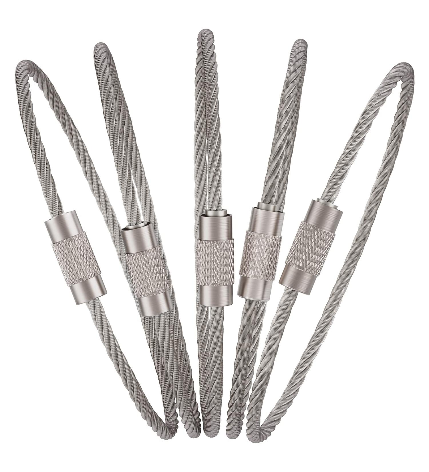 Pawfly 6 Inch Wire Keychain Cable - Heavy Duty Stainless Steel Key Ring Loop Holder - 10 Pack - Buy Online on GoSupps.com