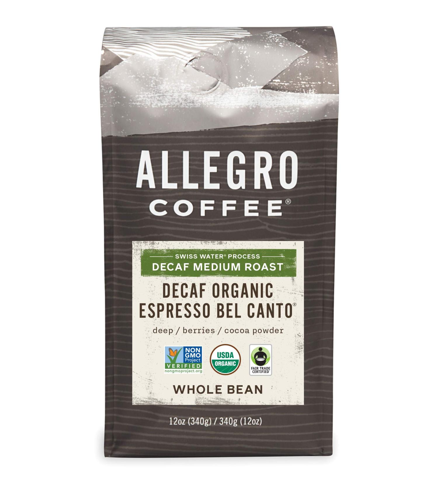 Allegro Coffee Decaf Organic Espresso Bel Canto Whole Bean Coffee 12 oz - Shop Now! - Buy Online on GoSupps.com