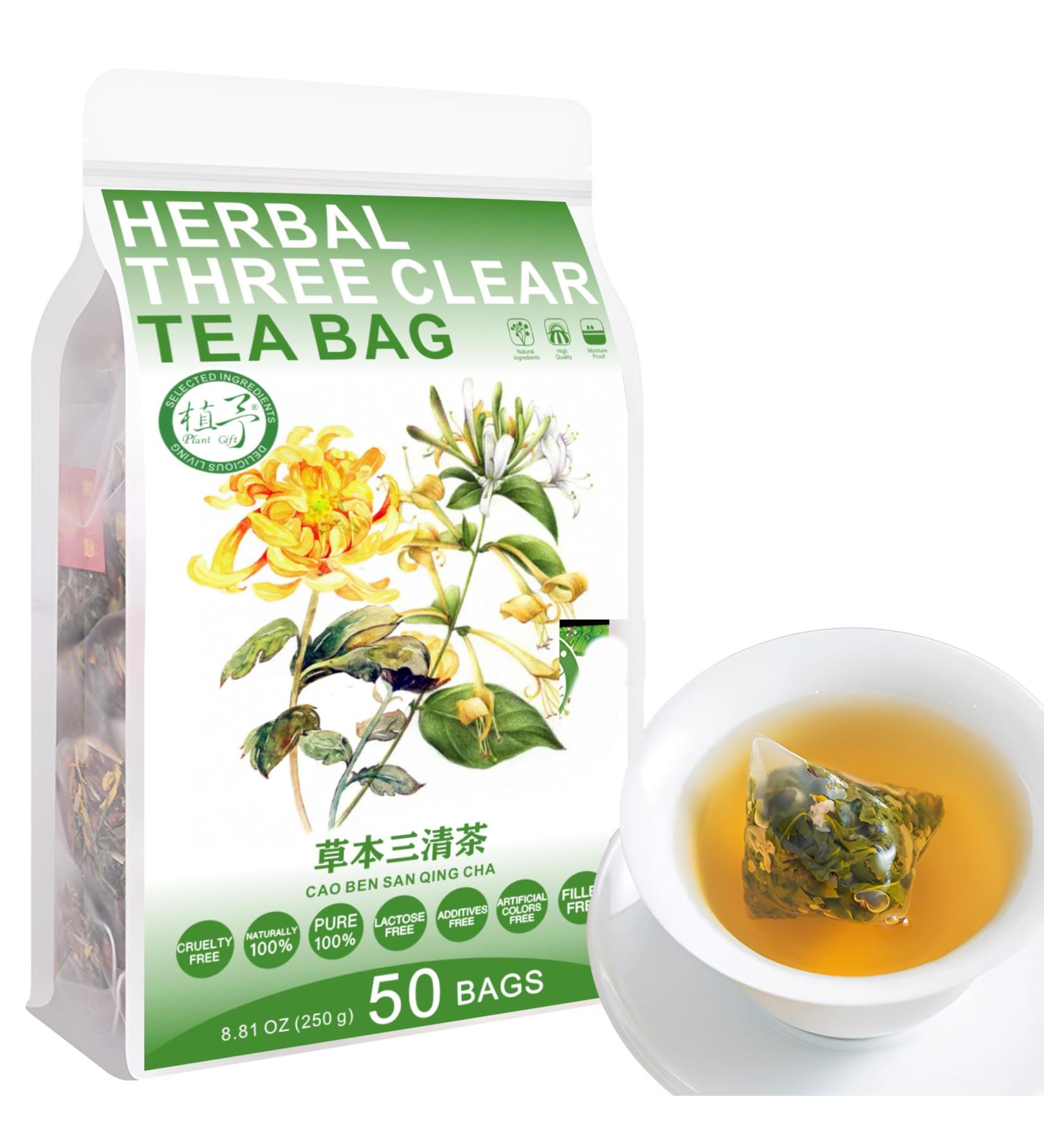 100% Natural Herbal Three Clear Tea Bag 250g/8.81oz (5g*50bags) orge feuilles de lotus r glisse pissenlit fleur d'argent d'or combin tisane th de remplacement dans un sac s par  - Buy Online on GoSupps.com