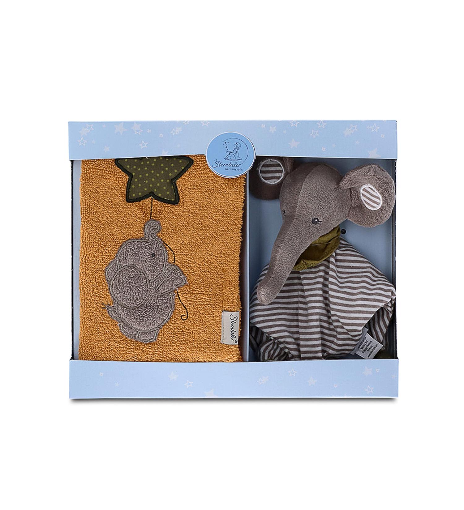 Sterntaler baby unisex gift set baby gift set elephant cuddly cloth & children's towel - baby gift gift set baby - gray eddy single