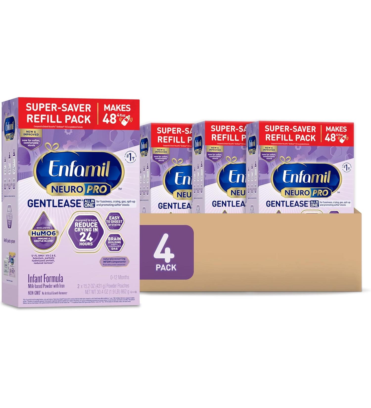 Enfamil NeuroPro Gentlease Baby Formula 30.4oz Powder Refill 4 Pack - Buy Online on GoSupps.com