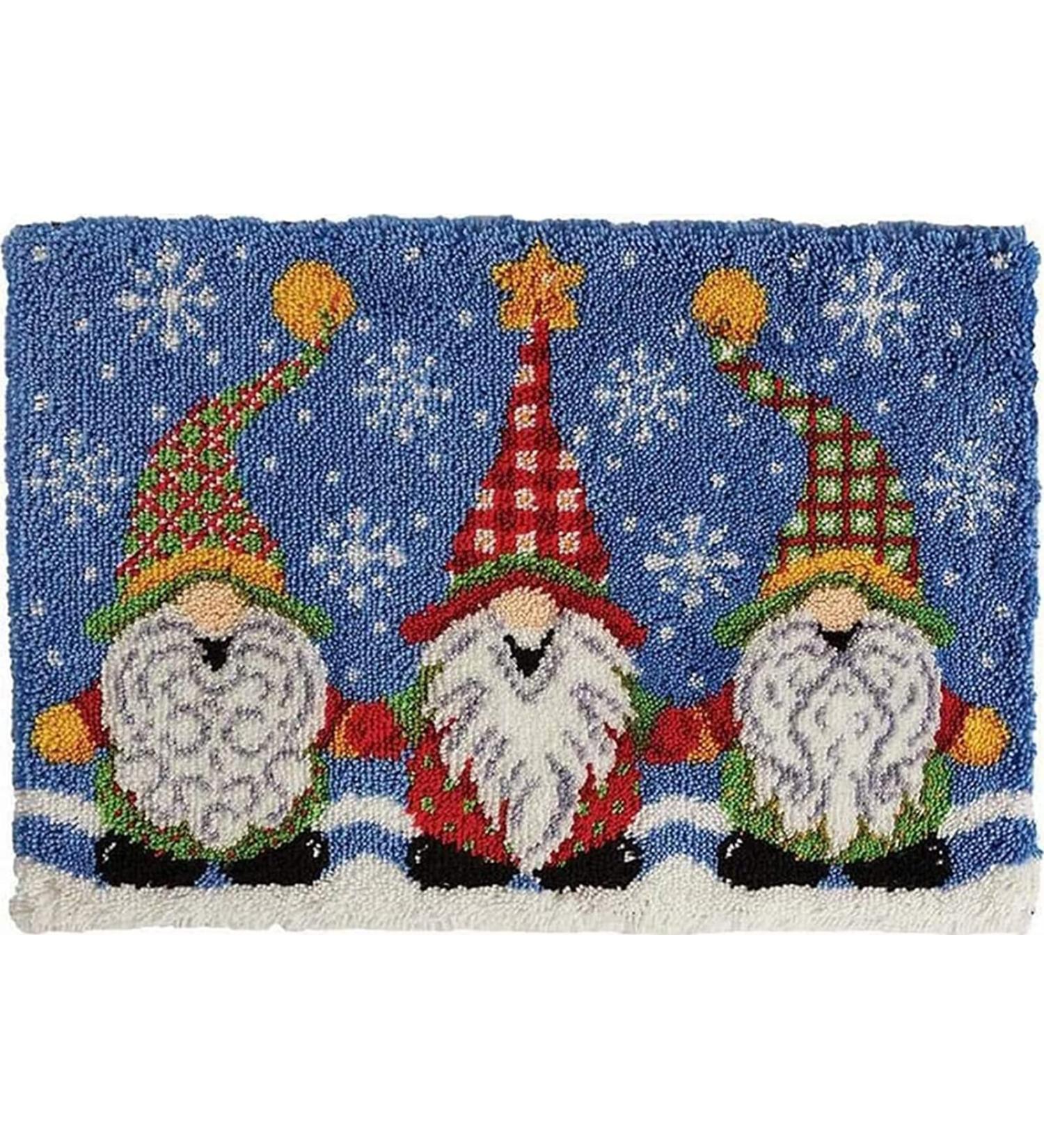 EVAJE Christmas Latch Hook Rug Kit - Colorful DIY Crochet Craft 20.5''x14'' - Christmas Gnome Design - Perfect Xmas Gift for Adults & Kids - Buy Online on GoSupps.com