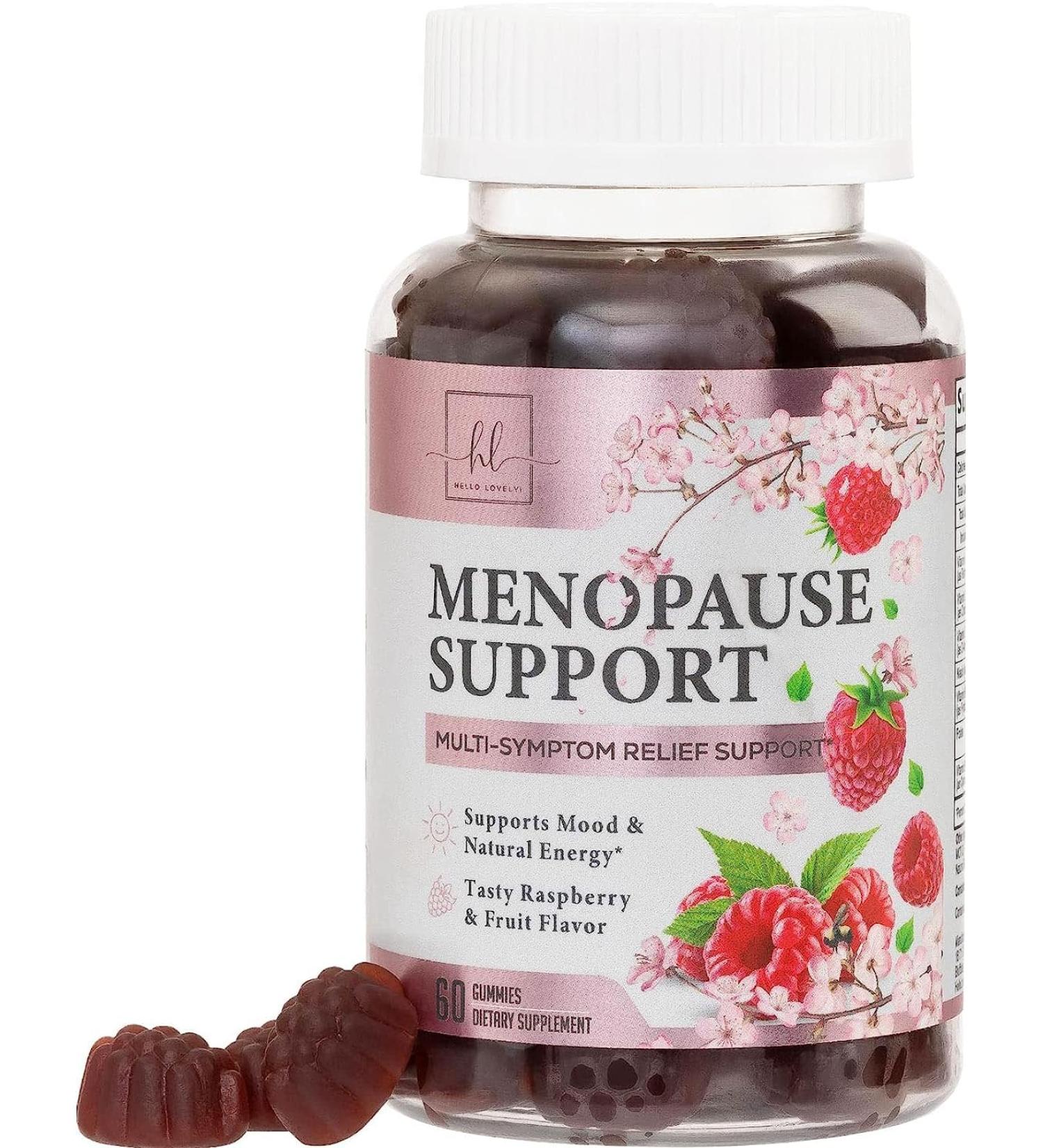 Menopause Relief Gummies - Natural Hot Flash & Night Sweats Support - Energy Supplement - Raspberry Pomegranate - 60 Gummies - Buy Online on GoSupps.com