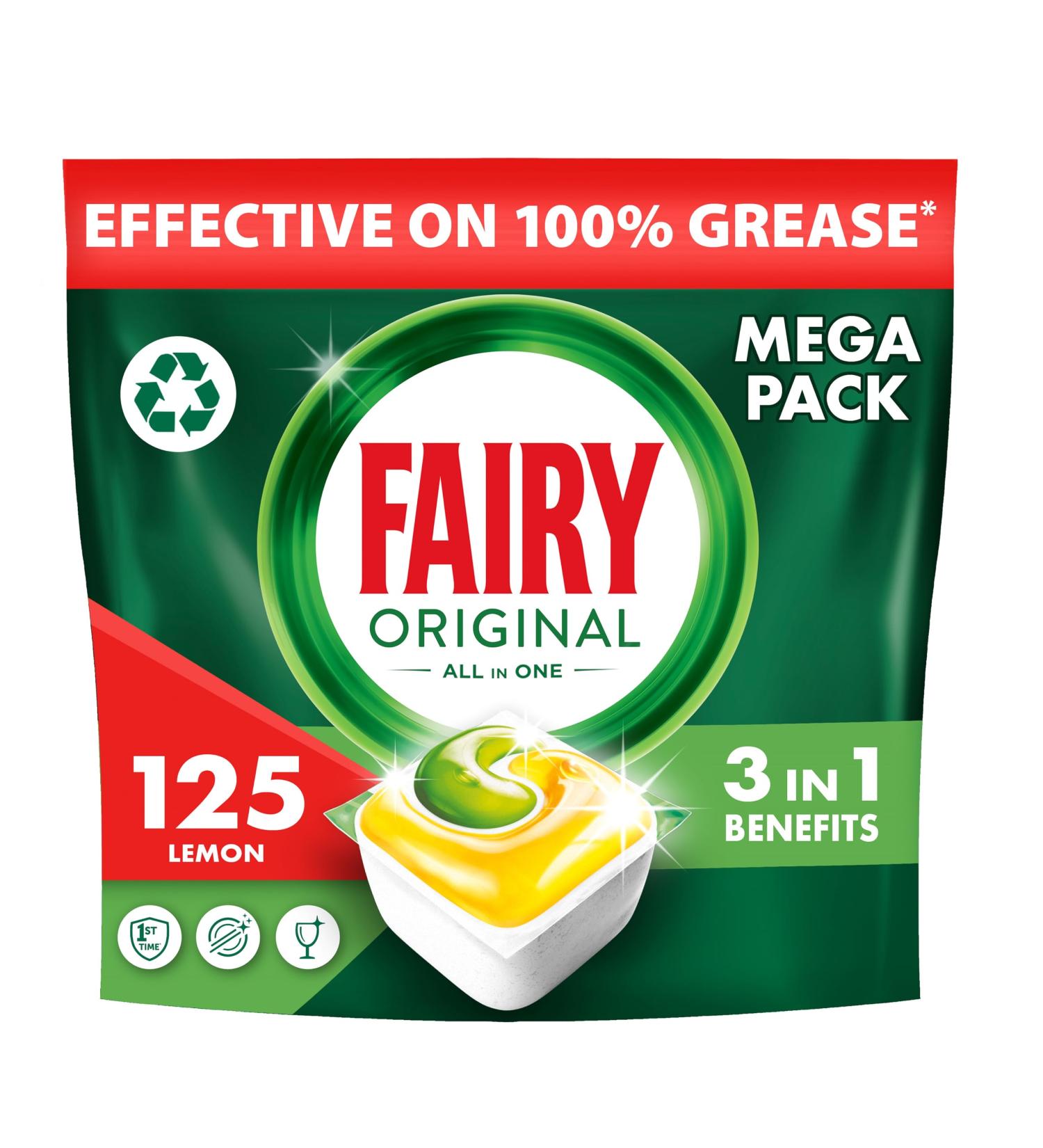 Fairy Original All-In-One Dishwasher Tablets Bulk Lemon 125 Tablets - Pack of 25 - Buy Online on GoSupps.com