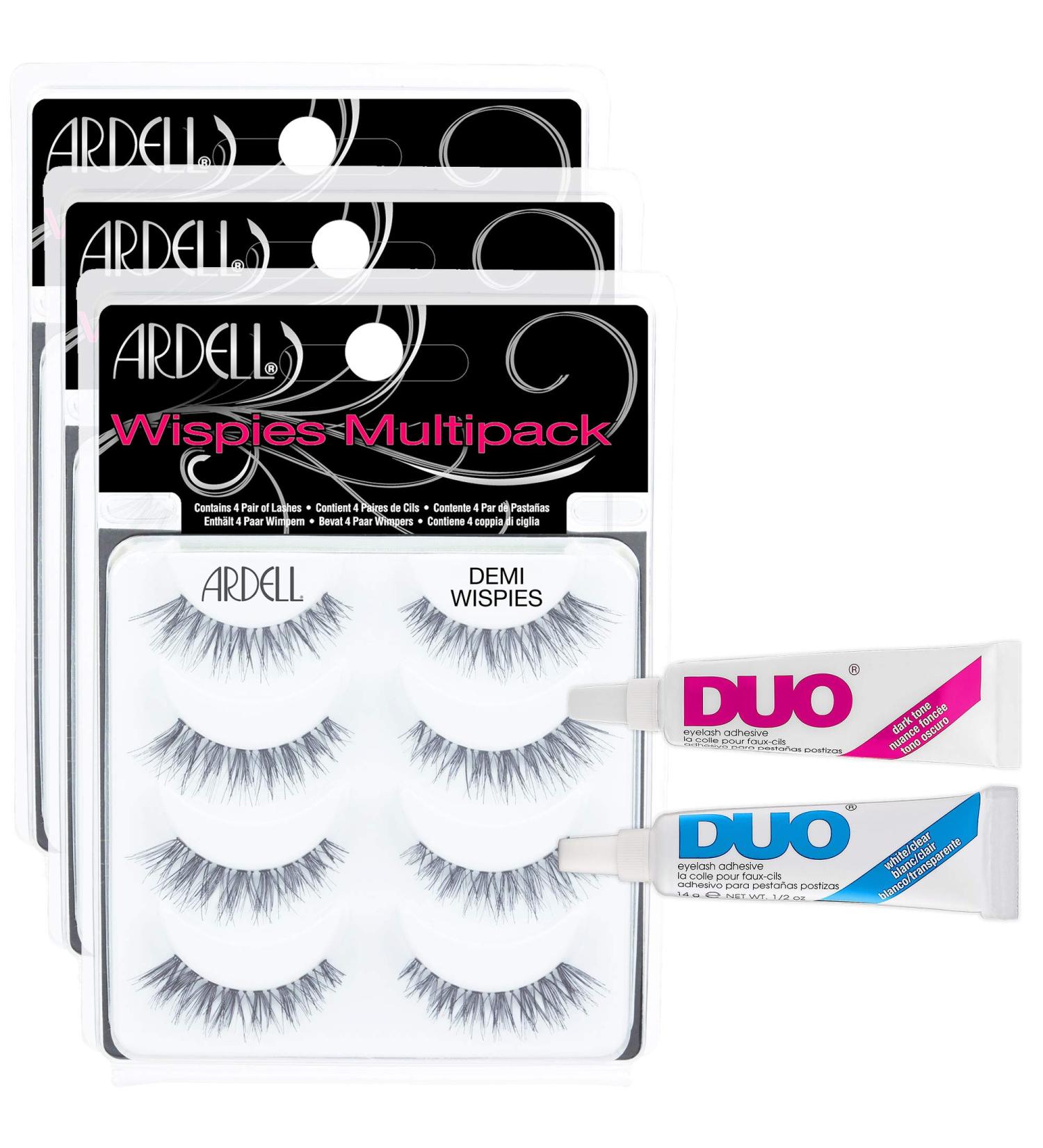 Ardell Multipack Lashes Demi Wispies - 12 pairs & duo eyelash glue Dark & Clear 5 Count - Buy Online on GoSupps.com