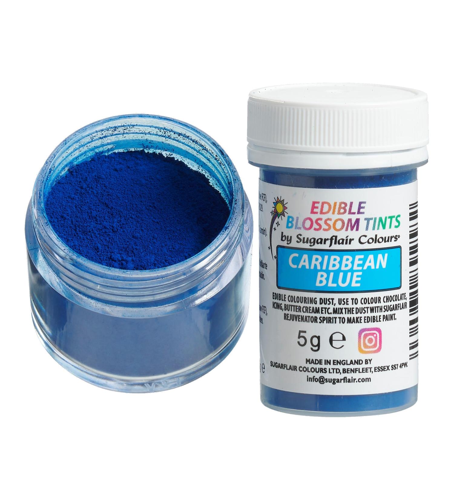 Sugarflair Caribbean Blue Food Colouring Powder Dust Use on Cake Surfaces Decorations or Colour Sugarpaste Fondant Icing Chocolate Buttercream Royal Icing Macarons and More! - 5g
