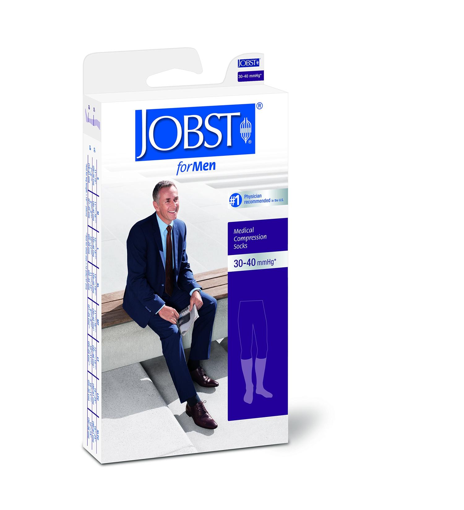 BSN Medical 115452 Jobst for Men Compression Hose  Knee High  30-40 mmHG  Open Toe  Small  Black Small Black