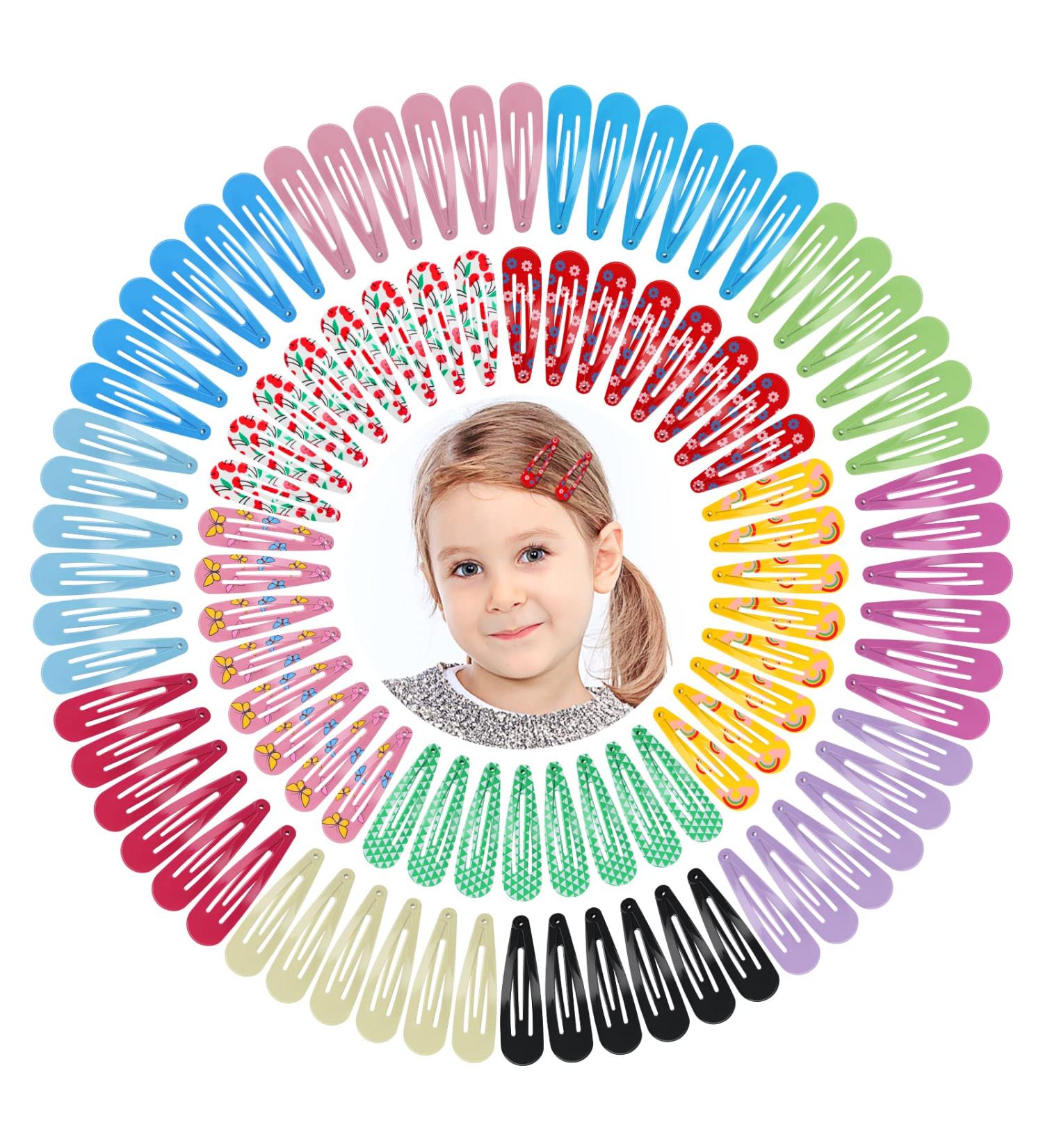 100Pcs Snap Hair Clips 2.76 Inch Metal Barrettes in Assorted Colors - Non-Slip Hair Accessories for Girls, Women, Kids, Teens - 100pcs Colorful Set - Buy Online on GoSupps.com