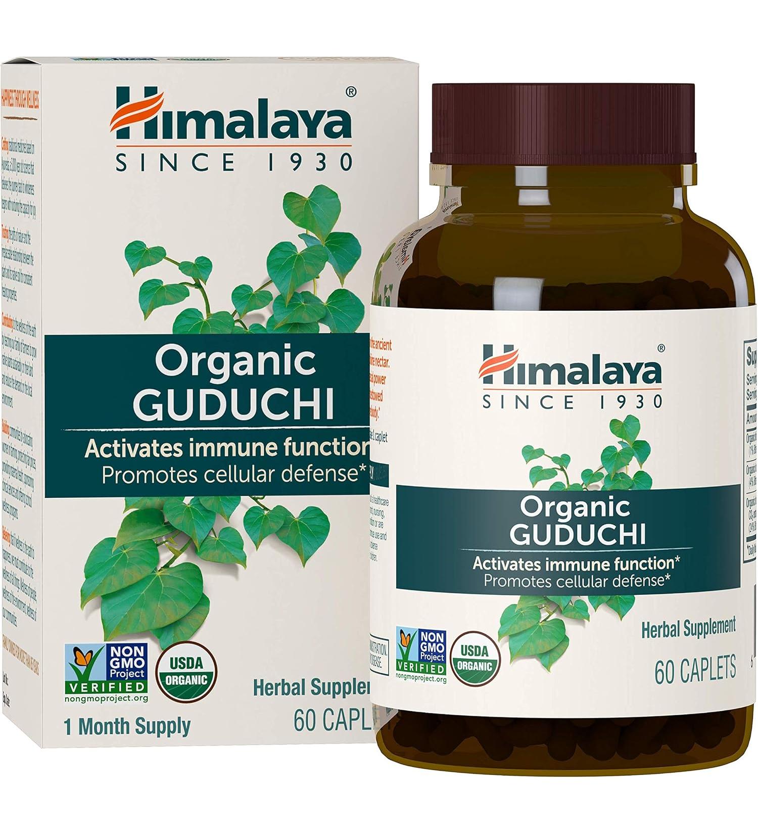 Himalaya Organic Guduchi - Herbal Active Immune Support Supplement with Antioxidant Support for Cellular Defense - 60 Caplets - Buy Online on GoSupps.com