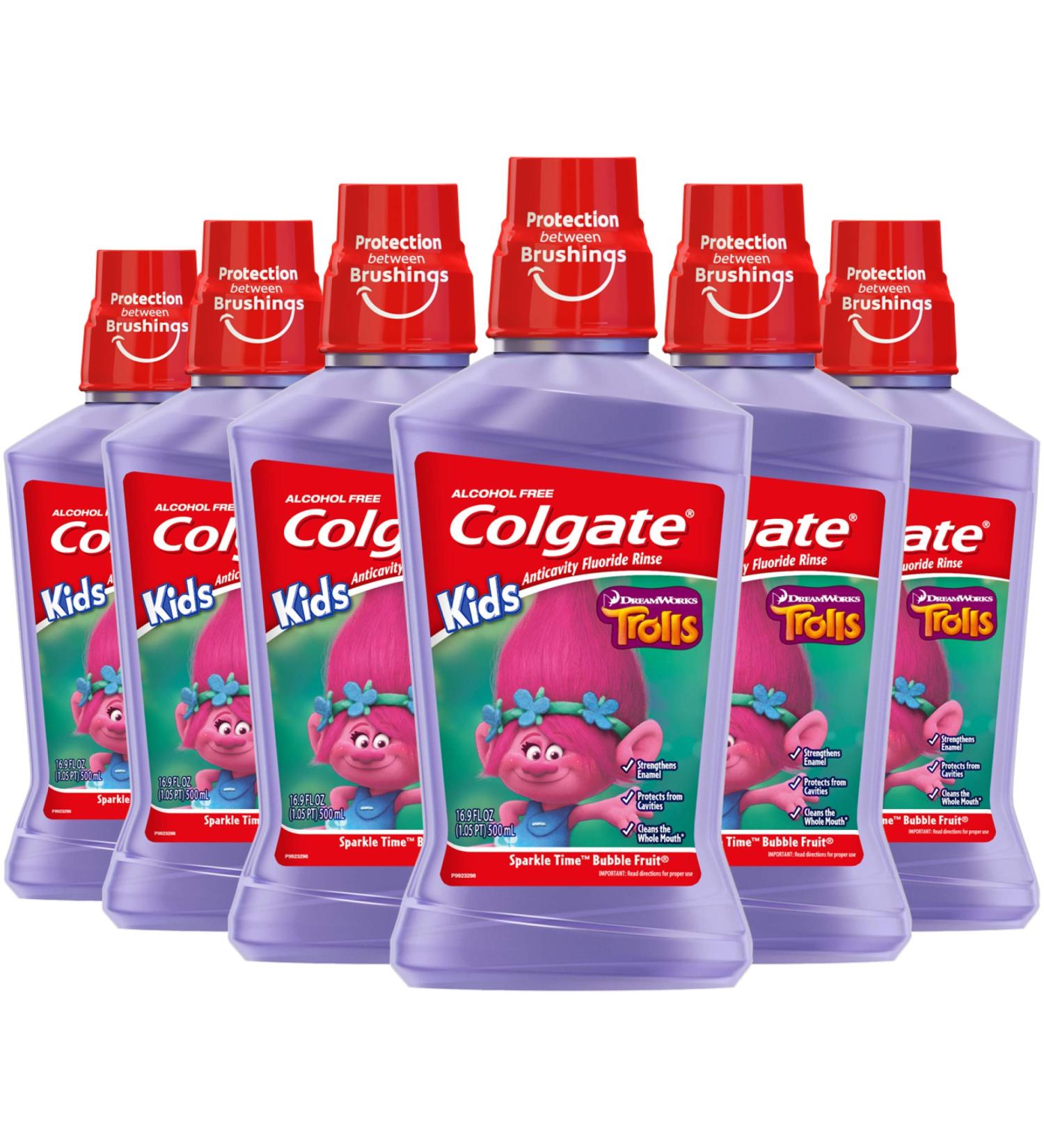 Colgate Kids Trolls Bubble Fruit Mouthwash - 6 Pack, 500mL - Buy Online on GoSupps.com
