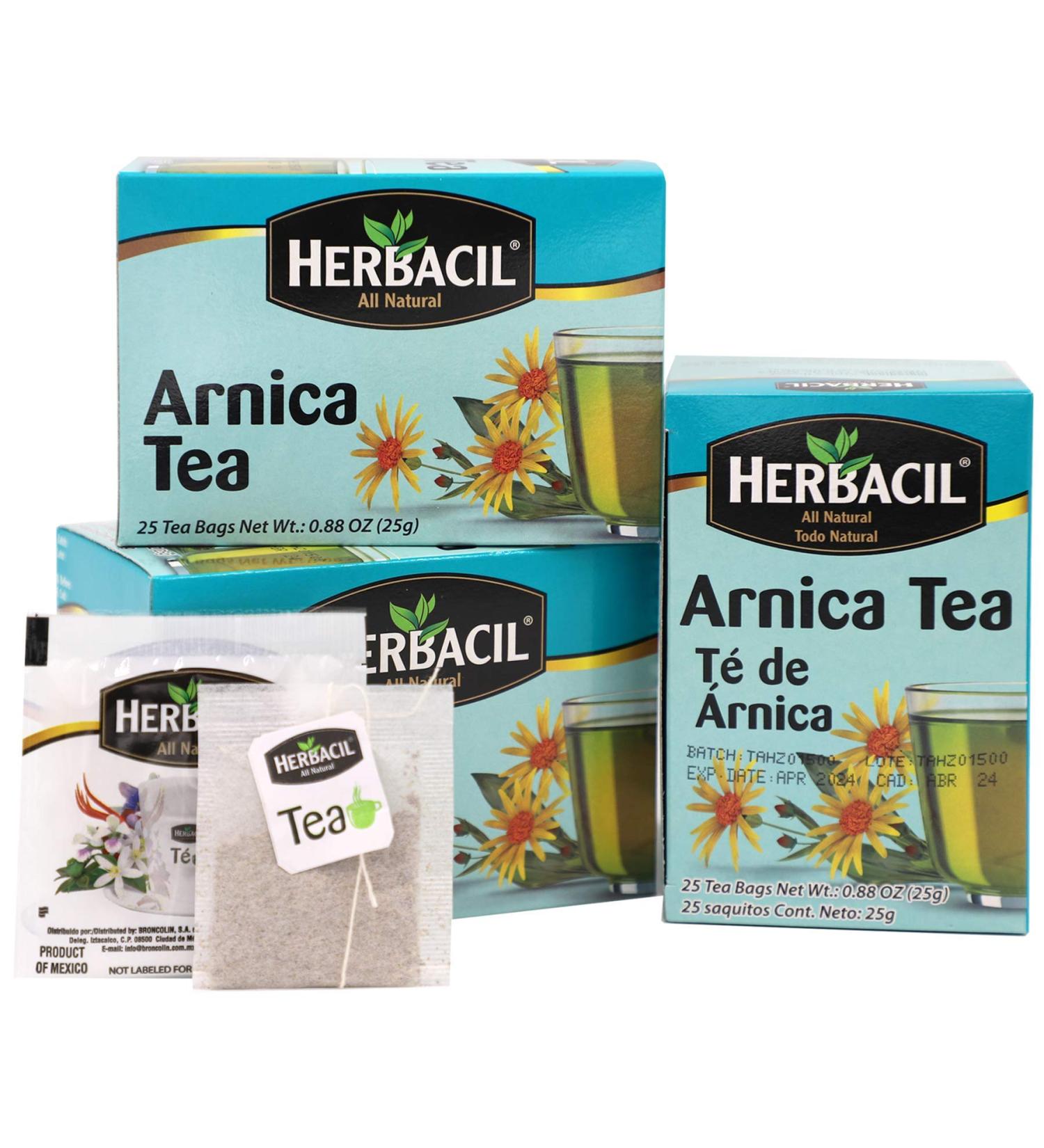 Herbacil Arnica Tea Caffeine-Free 3-Pack - 75 Tea Bags - 0.88 Oz - Herbal Tea Boxes - Buy Online on GoSupps.com