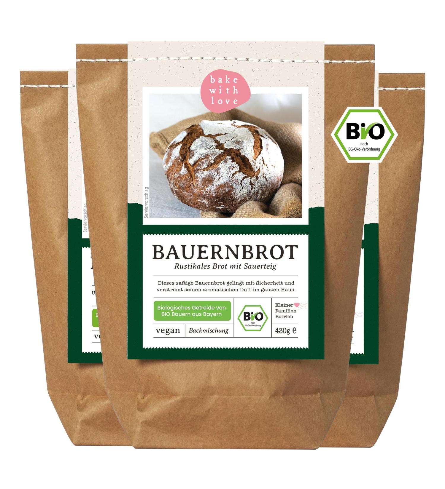 Farm Bread Organic Baking Mix - Sourdough Bread Baking Mix (3-Pack) | Bake with Love - Perfect for Bread Makers | 430g - Buy Online on GoSupps.com