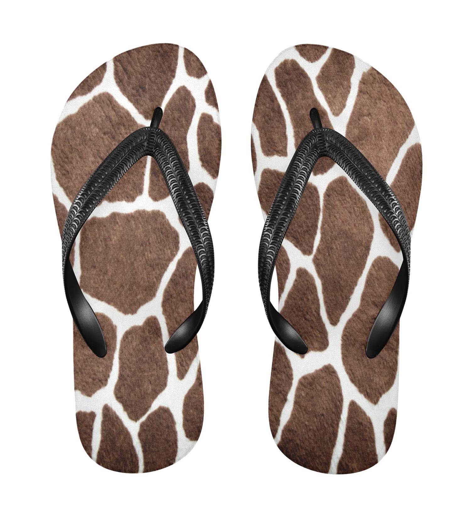 Mnsruu Giraffe Flip Flops - Brown Spa & Travel Footwear for Men & Women | Comfortable Home & Hotel Slippers - Buy Online on GoSupps.com