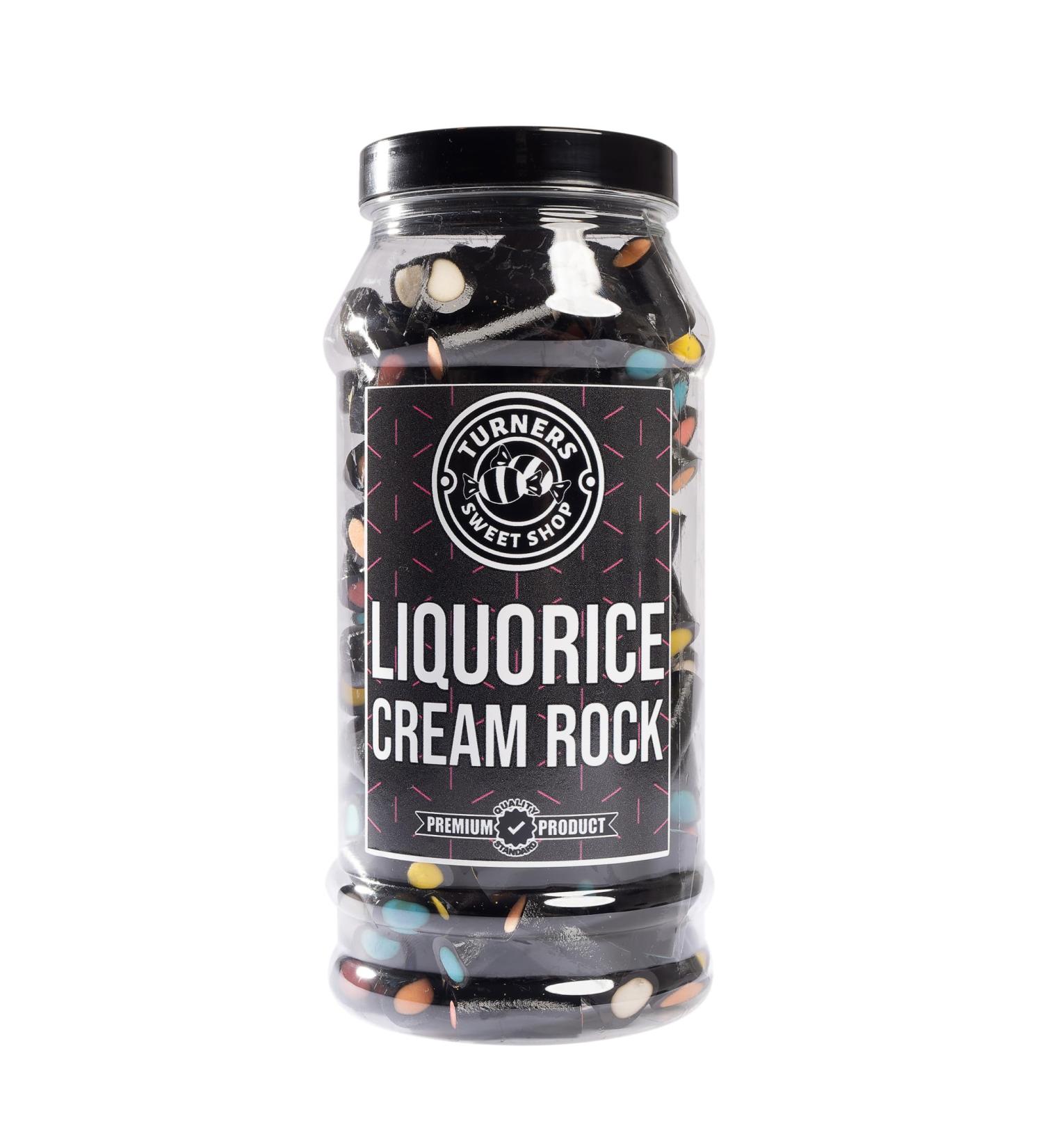 Liquorice Cream Rock - 620g by Turners Sweet Shop Traditional Retro Gift Jar Classic Original Pick & Mix Sweets Quality Confectionary Fantastic Gifts for Him Her or Them