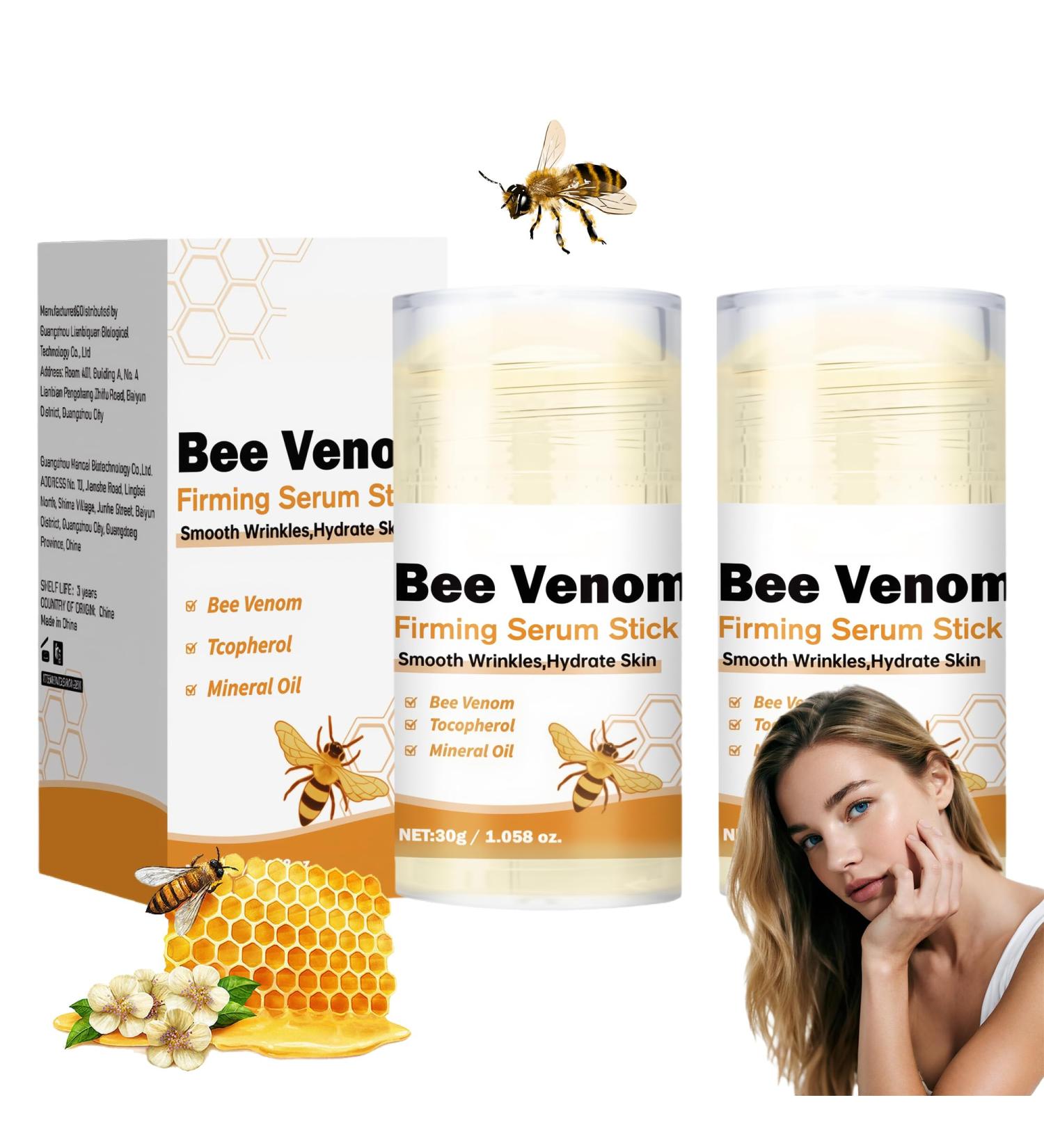 Bee Venom Firming Serum Stick Anti-Aging Face Serum Lifts Plumps and Firms Skin Reduces Wrinkles & Fine Lines Moisturizing for All Skin Types(2PCS) - Buy Online on GoSupps.com
