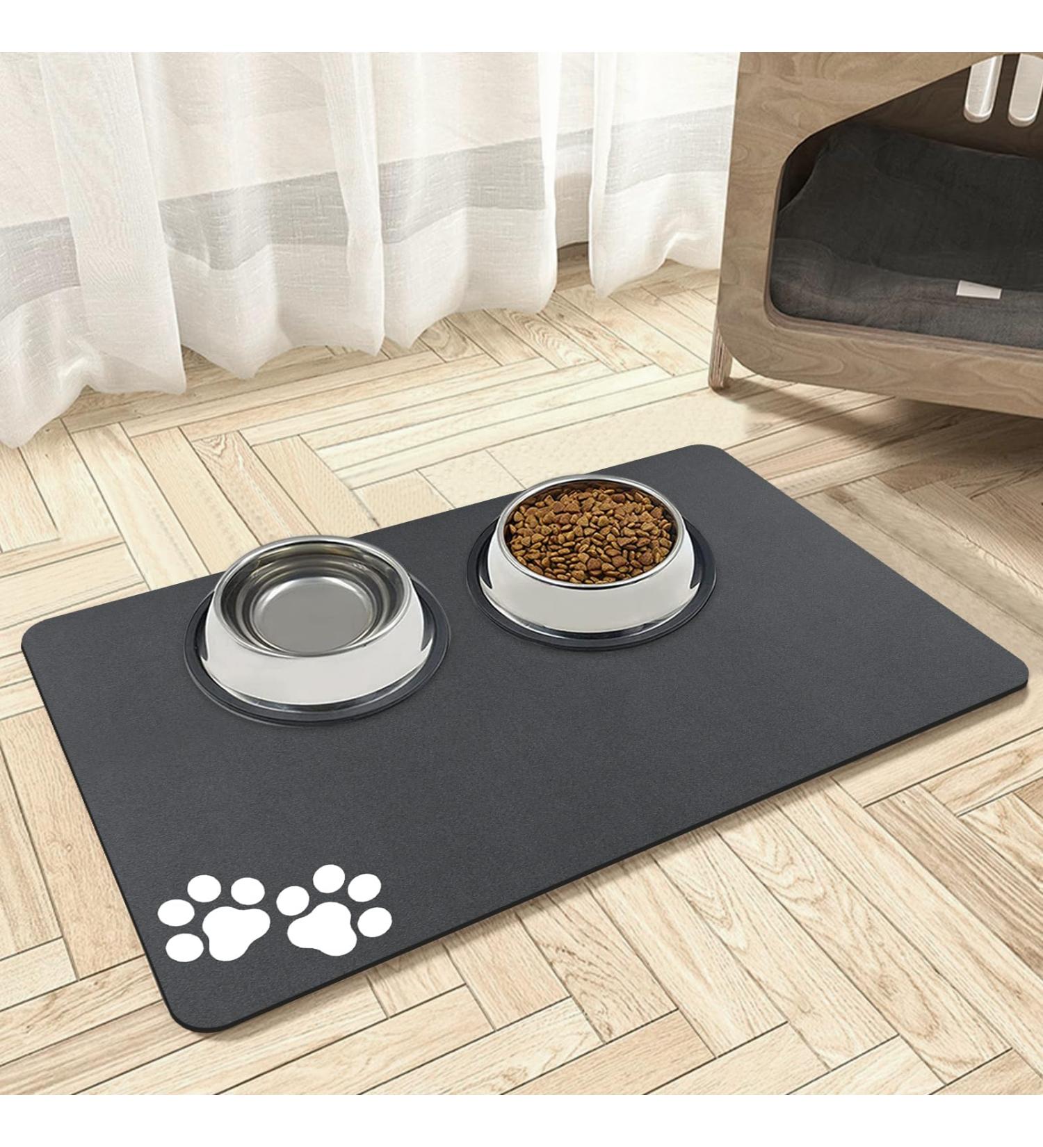 Mavicen Pet Feeding Mat 30x50cm | Super Absorbent & Anti-Slip | Easy to Clean | Dark Gray Paw Pattern - Buy Online on GoSupps.com