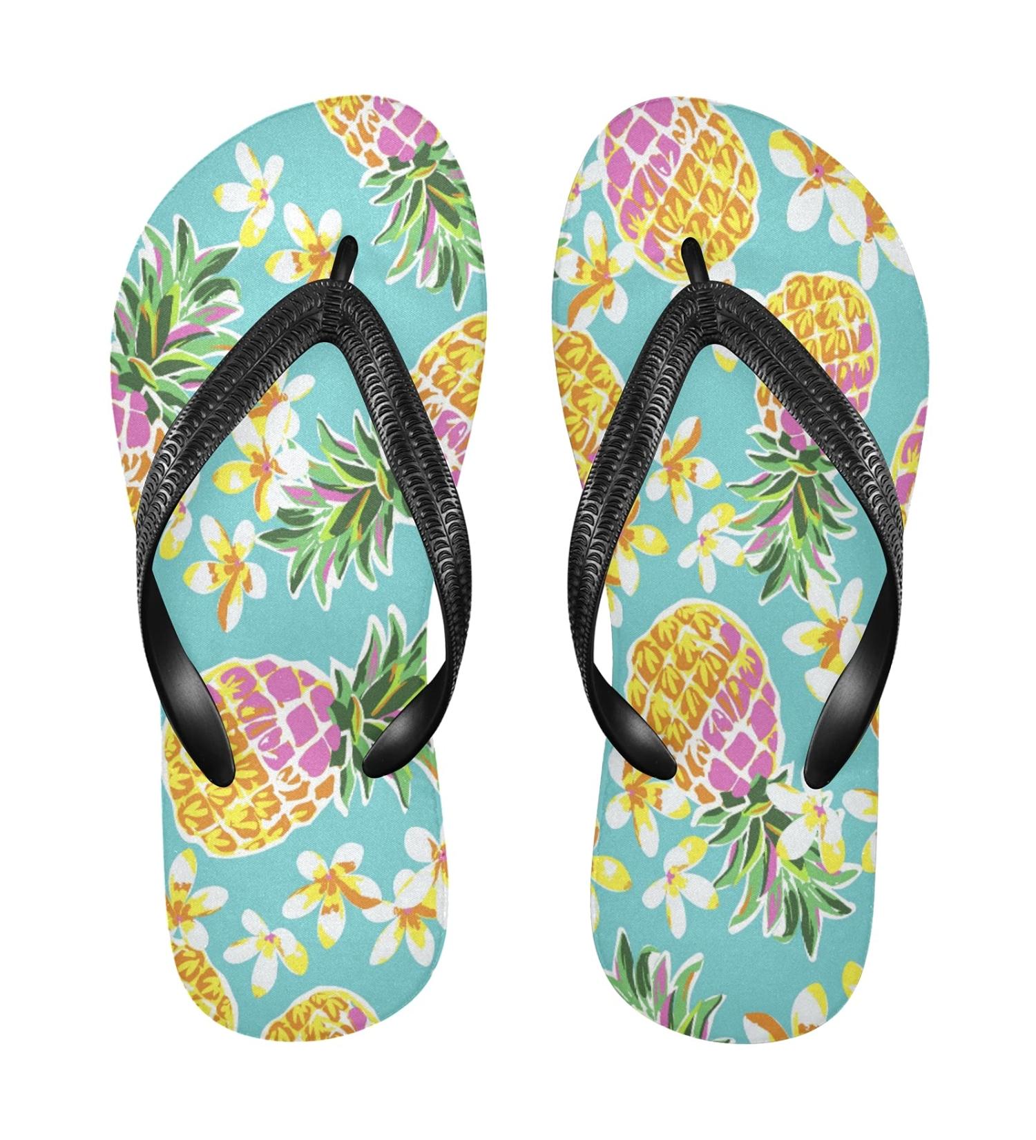 Mnsruu Cute Pineapple Print Flip Flops - XL Comfortable Home Hotel Spa & Travel Sandals for Men & Women - Buy Online on GoSupps.com