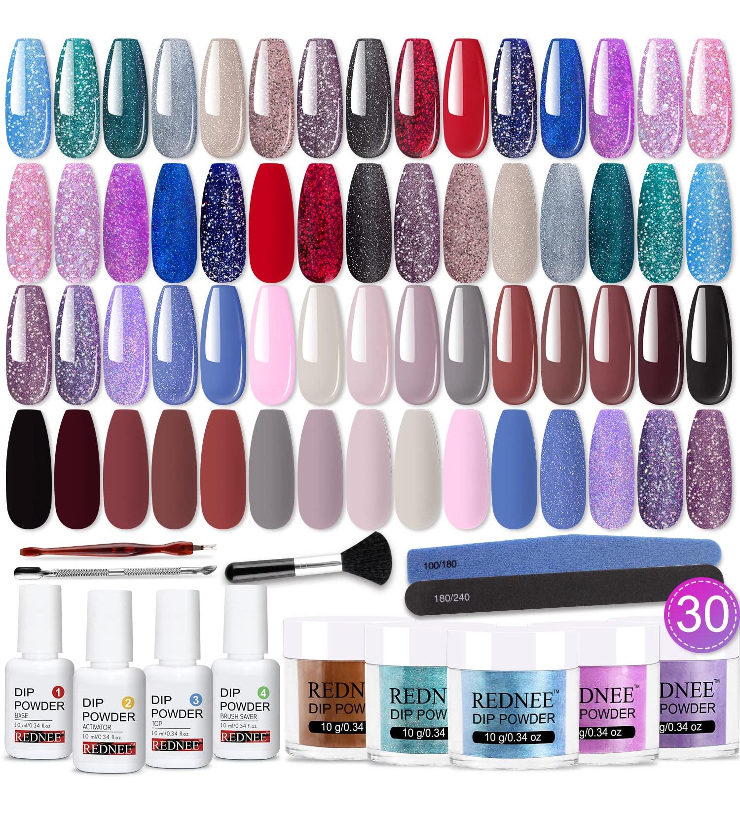REDNEE 39pcs Dip Powder System Starter Kit - Easy Application for Nail Art Manicure Salon or Home DIY - RE18 Party Queen Collection - Buy Online on GoSupps.com