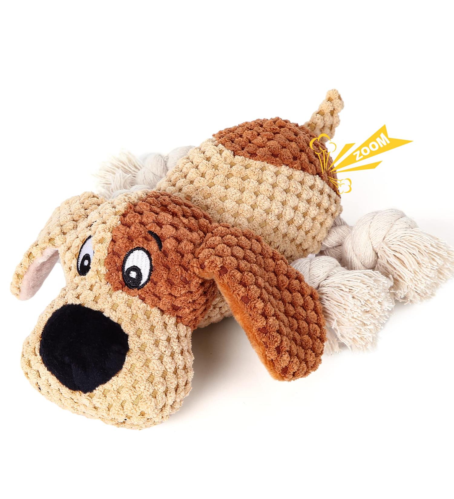 Iokheira Cuddly Squeaky Dog Toys - Large Medium & Small - Yellow & Brown - Perfect for Playtime & Comfort - Buy Online on GoSupps.com
