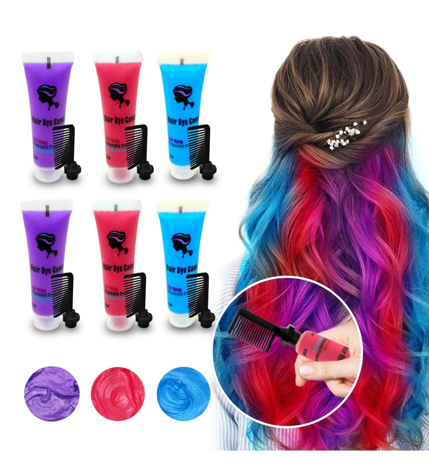 Byhoo Washable Temporary Hair Color for Dark Hair - Blue Red & Purple Cream Formula for Kids | Ideal for Birthday Parties Halloween & Cosplay - Buy Online on GoSupps.com