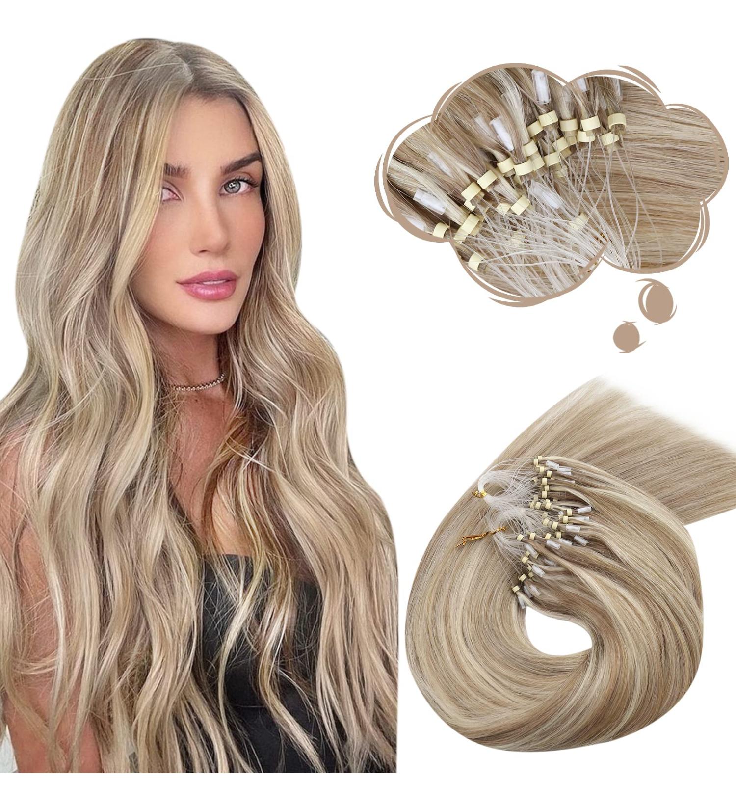 Moresoo Microring Real Hair Extensions - Brown & Blonde 1g Cold Fusion 45cm Remy Hair Thick 50g #9A/60 - Buy Online on GoSupps.com
