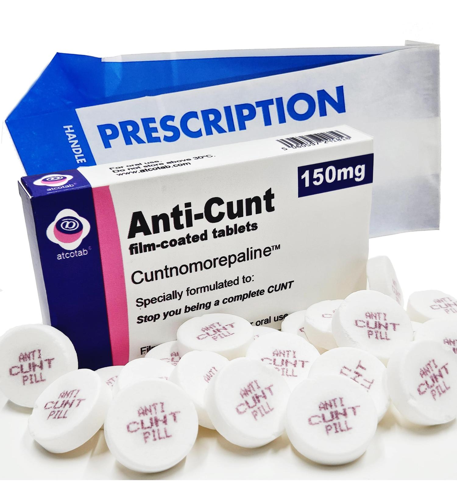 Prank Pill Tablet Box with Mints - Funny Xmas Gift for Him - Ideal Present for Dad, Boyfriend, Uncle - 40th 50th 60th Birthday, Christmas, Valentines - Anti Cunt Design - Buy Online on GoSupps.com