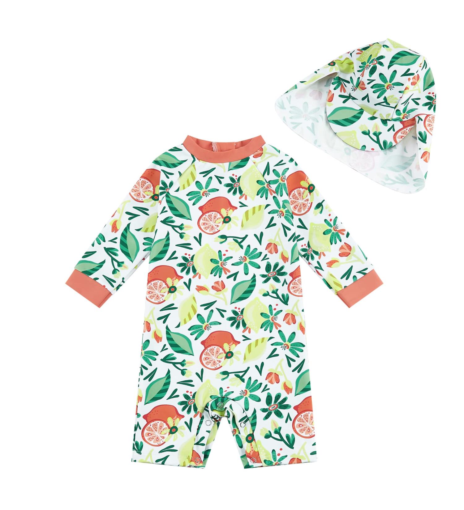 UPF 50+ Lemon Baby Girls Swimsuit with Snap Bottom | UPF 50+ Sun Protection | 3-6 Months - Buy Online on GoSupps.com