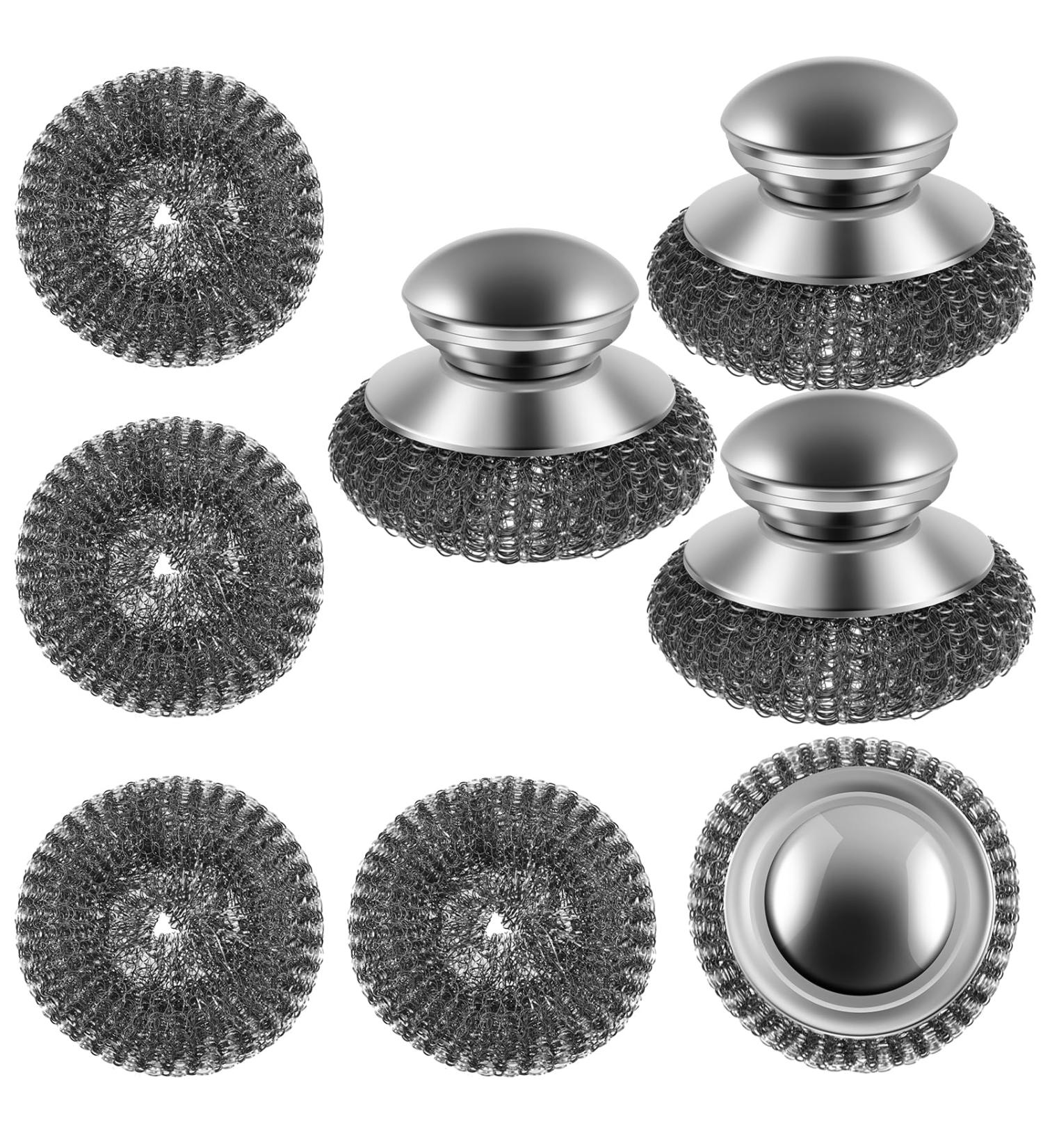 Steel Wool Scrubber with Replacement Pads Set Replaceable Steel Pot Scrubber Non Scratch Steel Dish Scrubber Sturdy Steel Pan Scrubber for Cleaning Pots Pans Grills Sink - Buy Online on GoSupps.com