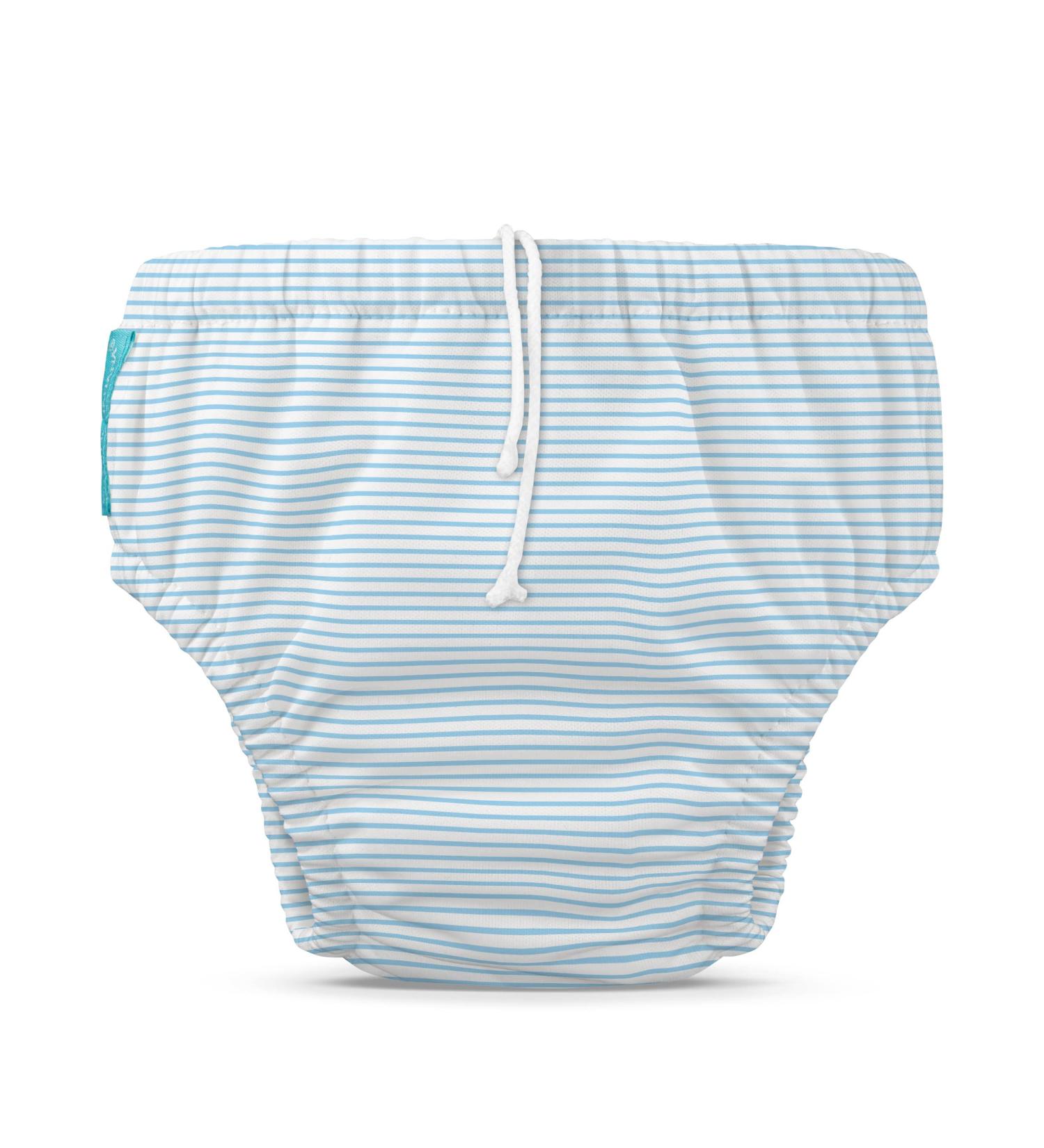 Charlie Banana Reusable Swim Diaper - Adjustable Drawstring, Leak-Proof Fit - Pencil Stripes Blue - Large (20-27lbs) - Buy Online on GoSupps.com