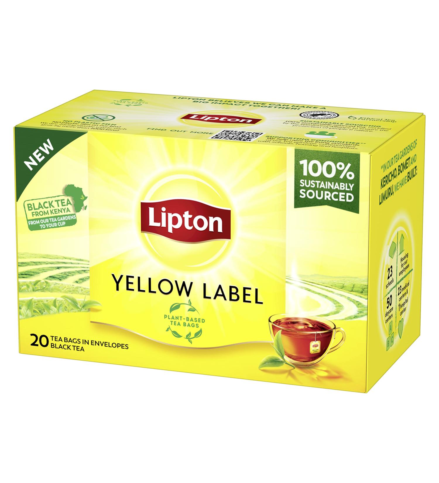 Buy Lipton Yellow Label Black Tea - 20 Hand-Picked Tea Bags | Rainforest Alliance Certified - Buy Online on GoSupps.com