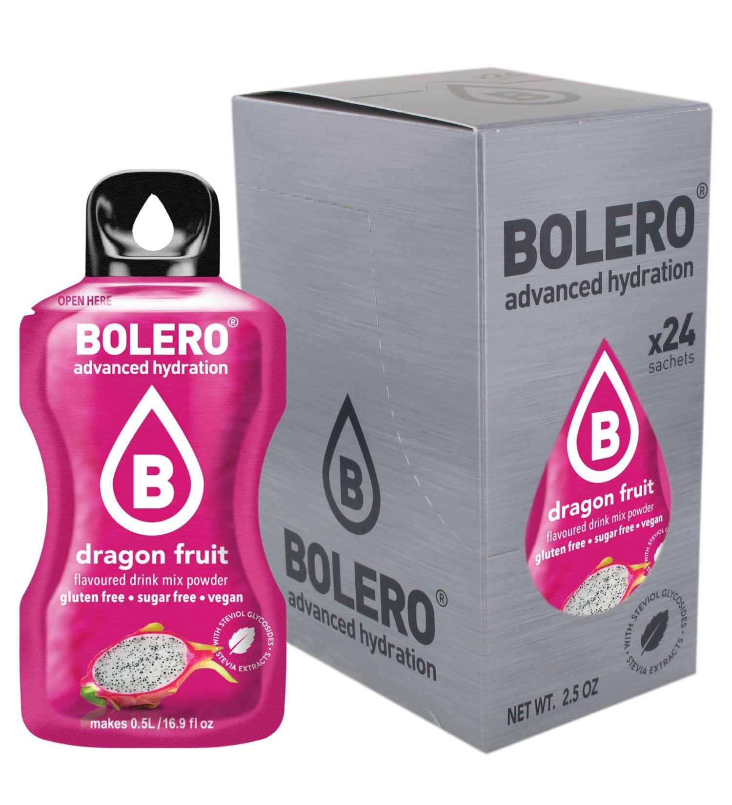 Bolero DRAGON FRUIT 24x3g | Sugar Free Juice Powder Sweetened with Stevia + Vitamin C | for Kids & Sports | Gluten Free Veg - Buy Online on GoSupps.com