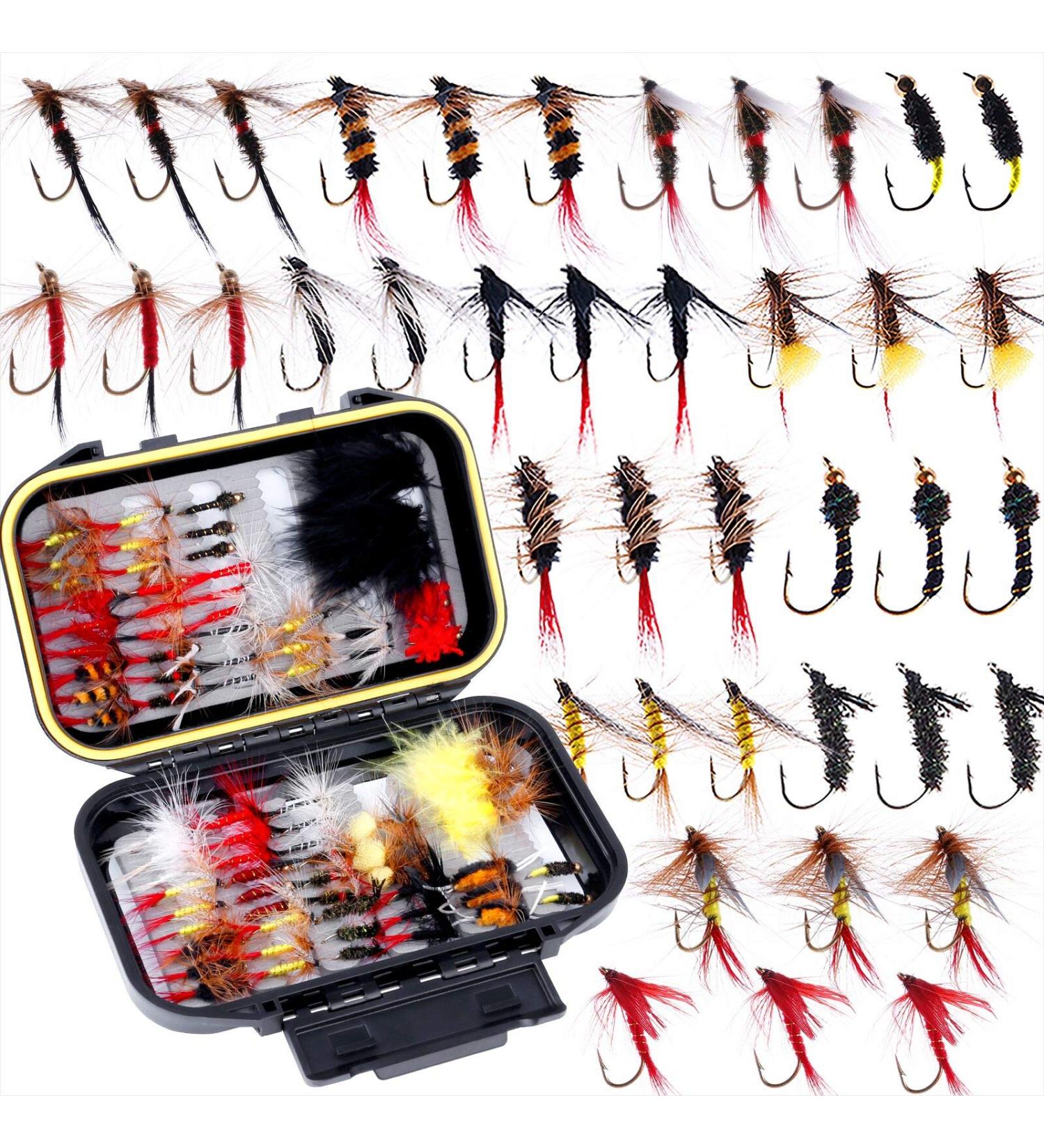 Premium Fly Fishing Flies Kit - 36/78Pcs Lures Assortment for Trout in Waterproof Box - Buy Online on GoSupps.com