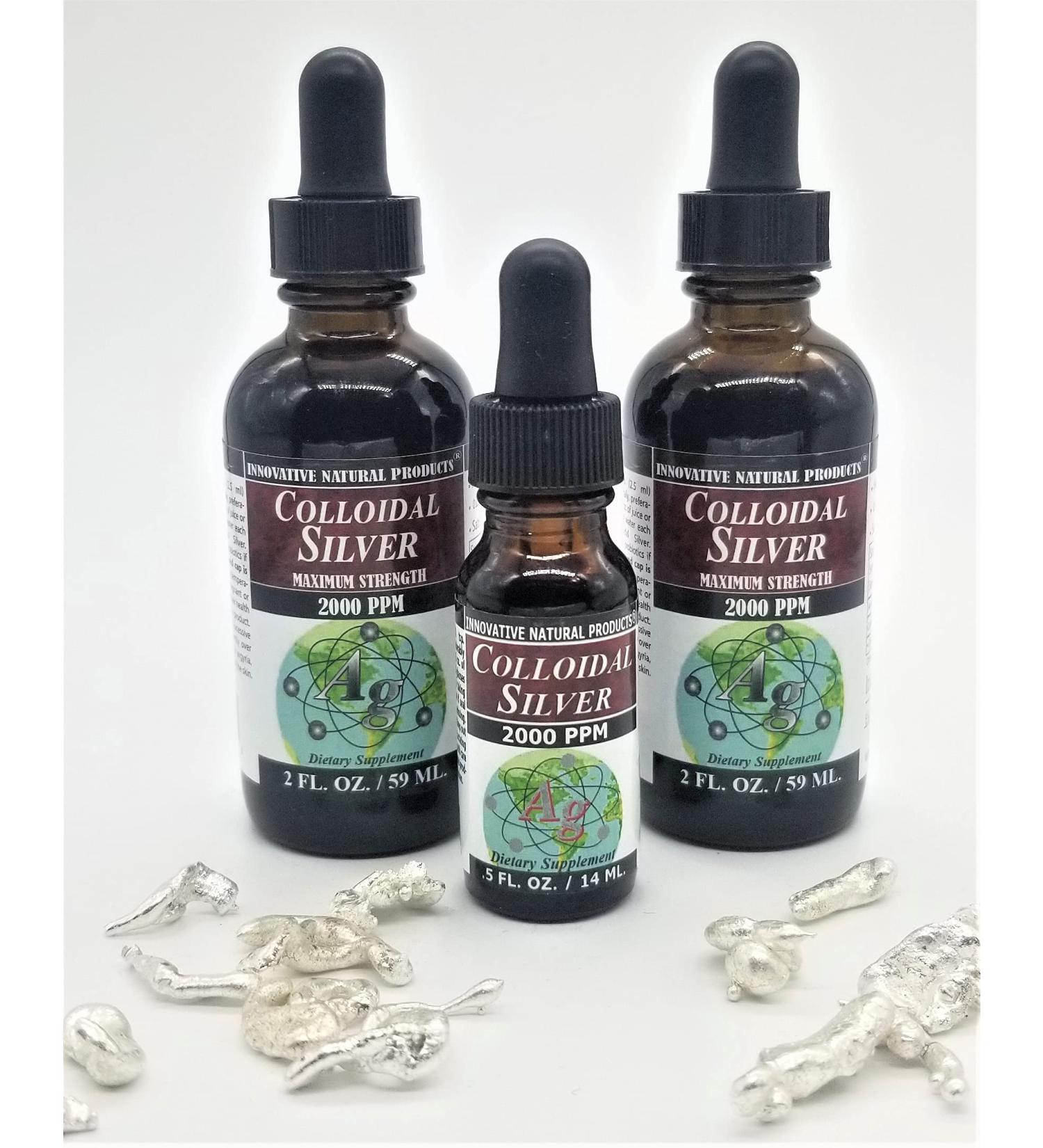 Colloidal Silver 2000 PPM Buy Two 2 OZ GET ONE Trial Size (1/2 oz) Free by Innovative Natural Products