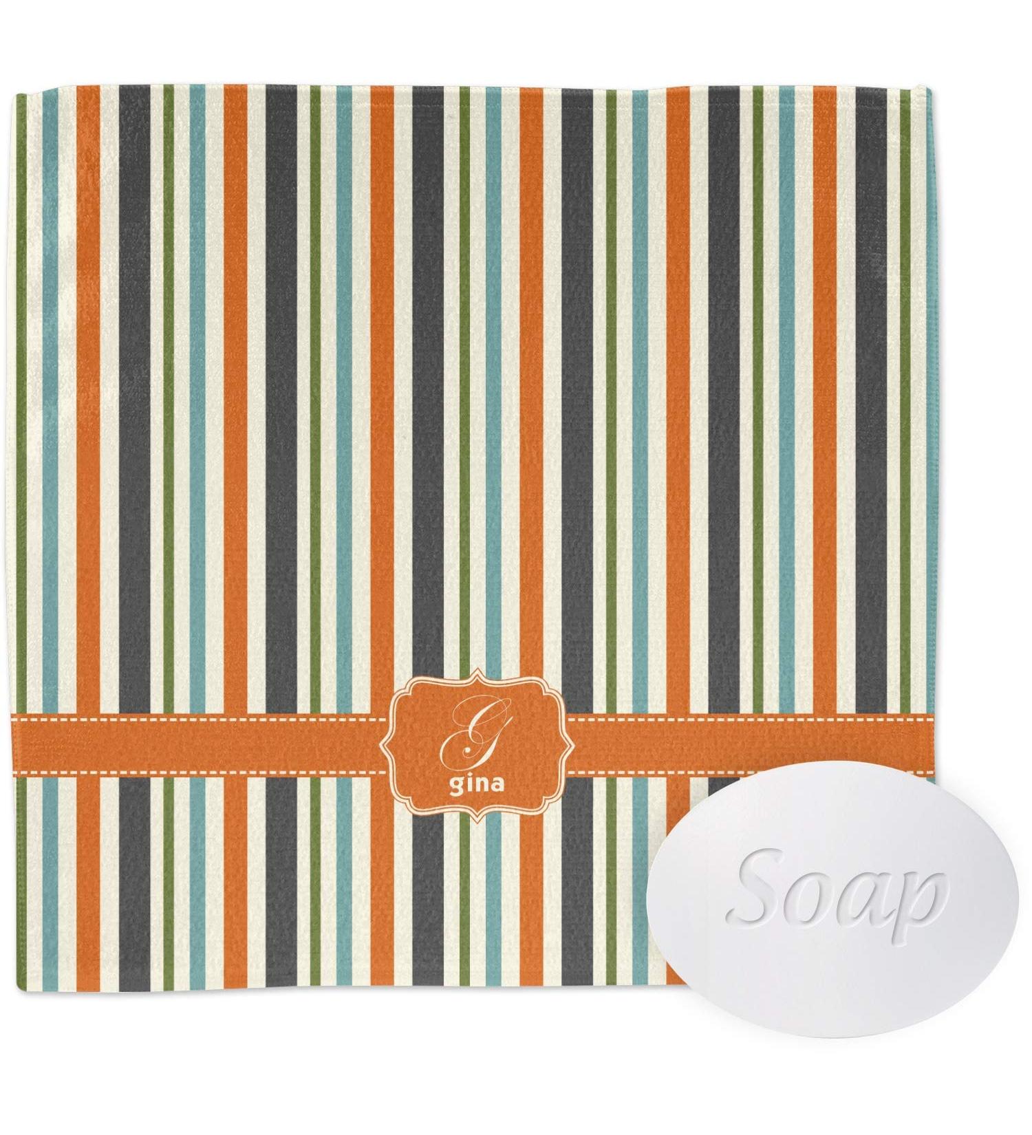 YouCustomizeIt Personalized Orange & Blue Stripes Washcloth