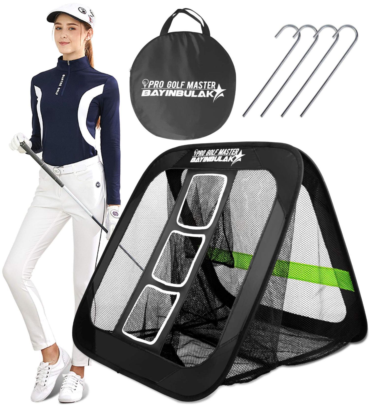 BAYINBULAK 2 in 1 Golf Chipping Practice Net - Backyard Driving Golf Accessory for Men - 2.5' x 2.5' - Black | Gift Idea - Buy Online on GoSupps.com