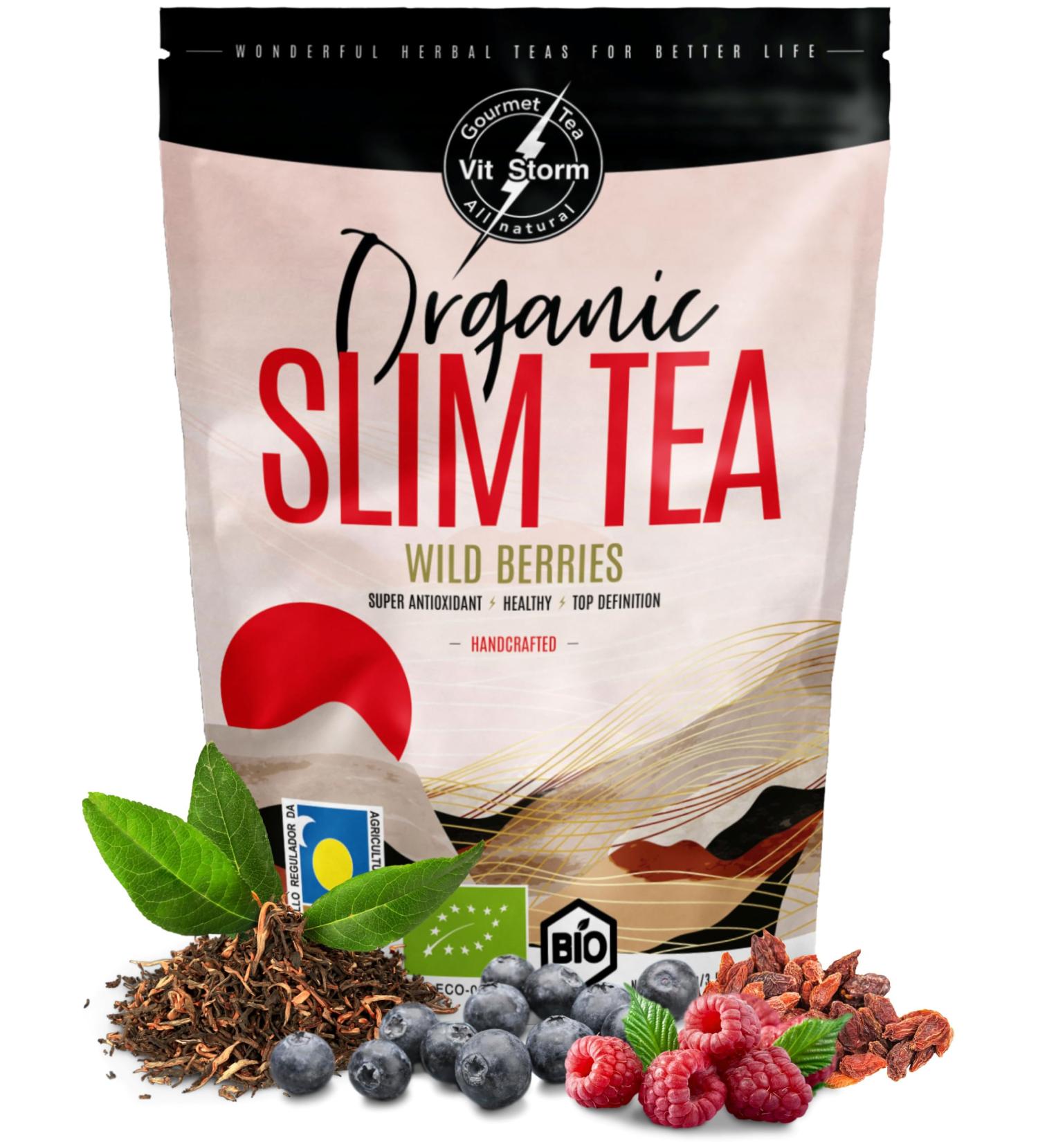  VITSTORM Organic Detox Herbal Tea - VITSTORM - Slim Tea Red Berries - Powerful Draining Anti-Water Retention Infusion - Anti-Cellulite Infusion - - Buy Online on GoSupps.com