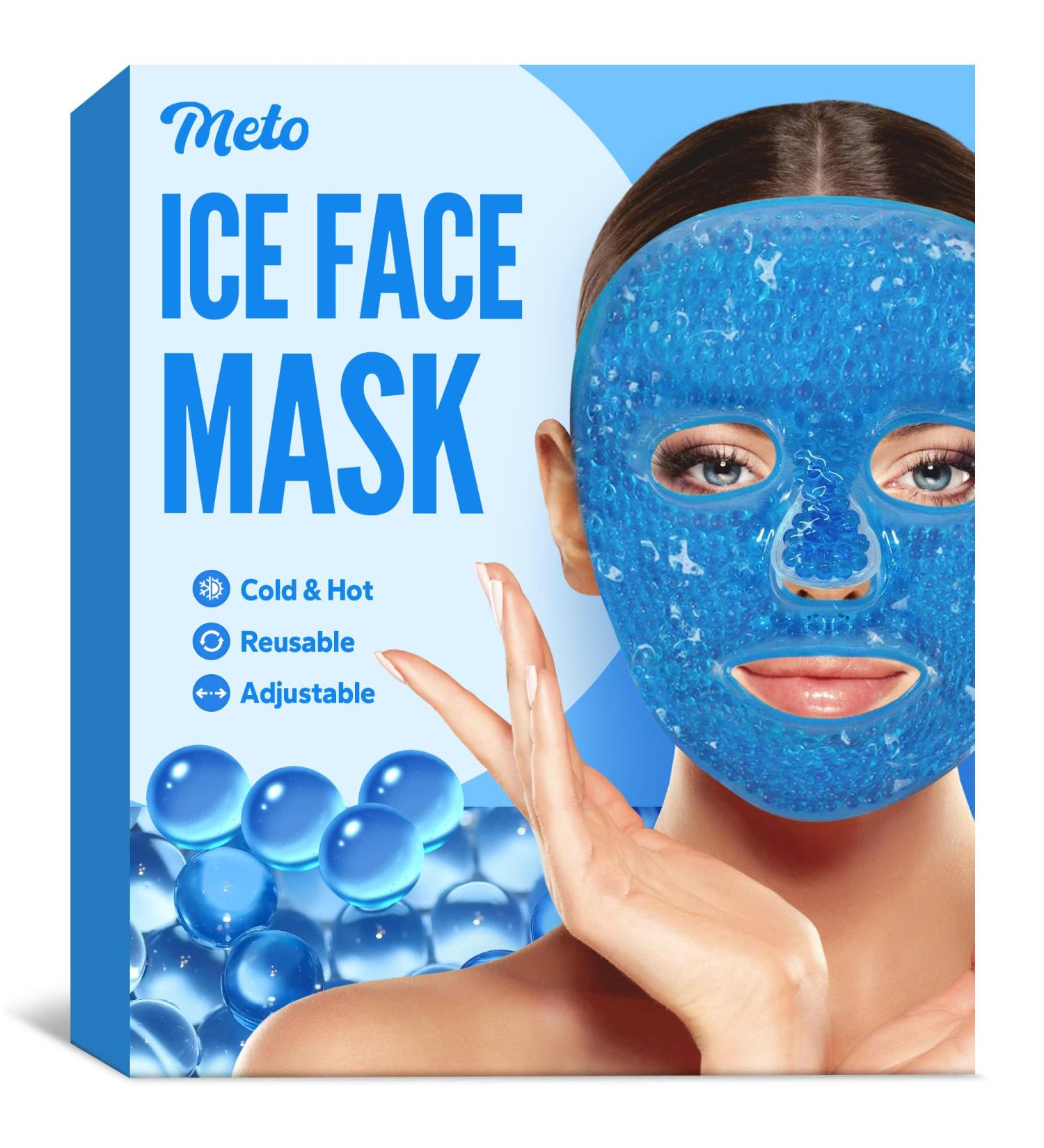Meto Ice Face Mask - Reduce Puffiness and Dark Circles - Hot Cold Gel Beads Compress for Women - Face Spa Treatment for Pressure Headaches and Skin Care (Blue) - Buy Online on GoSupps.com