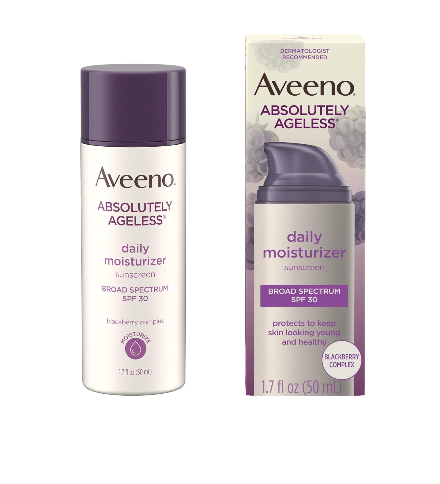 Aveeno Absolutely Ageless Anti-Wrinkle Facial Moisturizer SPF 30 with Blackberry Complex, Vitamins C & E - 1.7 fl. oz - Buy Online on GoSupps.com