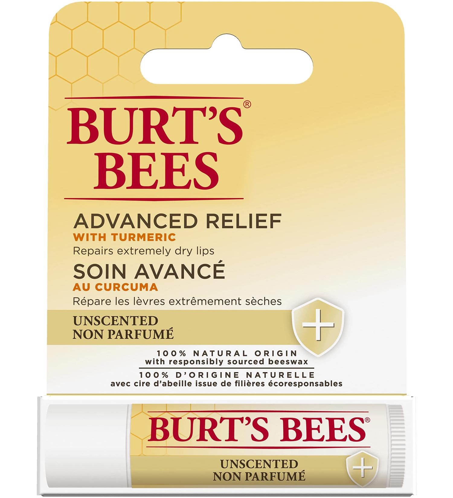 Burt's Bees 100% Natural Lip Balm with Beeswax & Turmeric - Soothing Relief | International Shipping - Buy Online on GoSupps.com