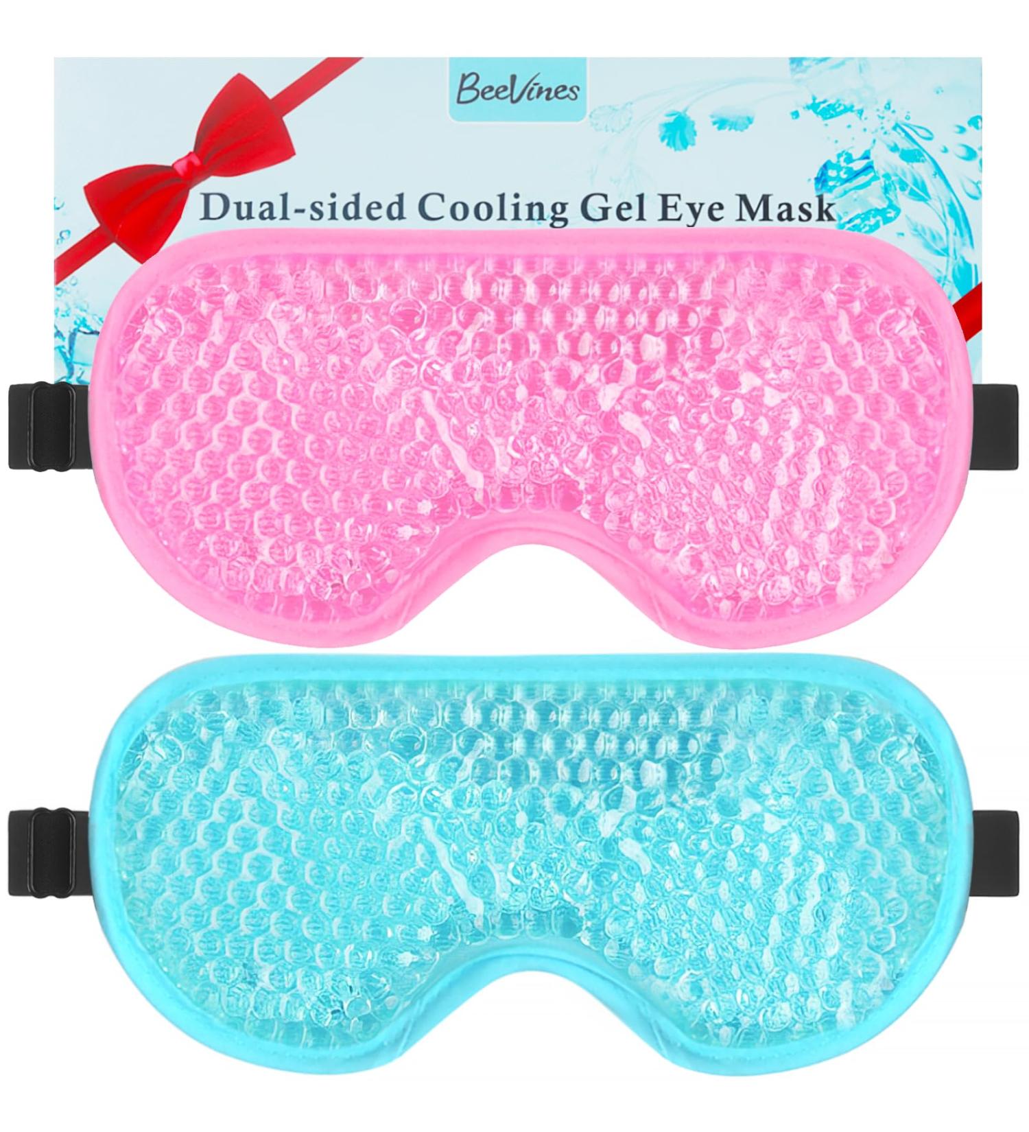 BeeVines Cooling Eye Mask 2 Pack Gel Cold Eye Mask for Puffy Eyes Eye Mask for Dark Circles Dry Eyes Cold & Warm Sleep Compress for Post Surgery Puffiness Allergies Sinuses (Blue & Pink) 01 Blue & Pink - Buy Online on GoSupps.com