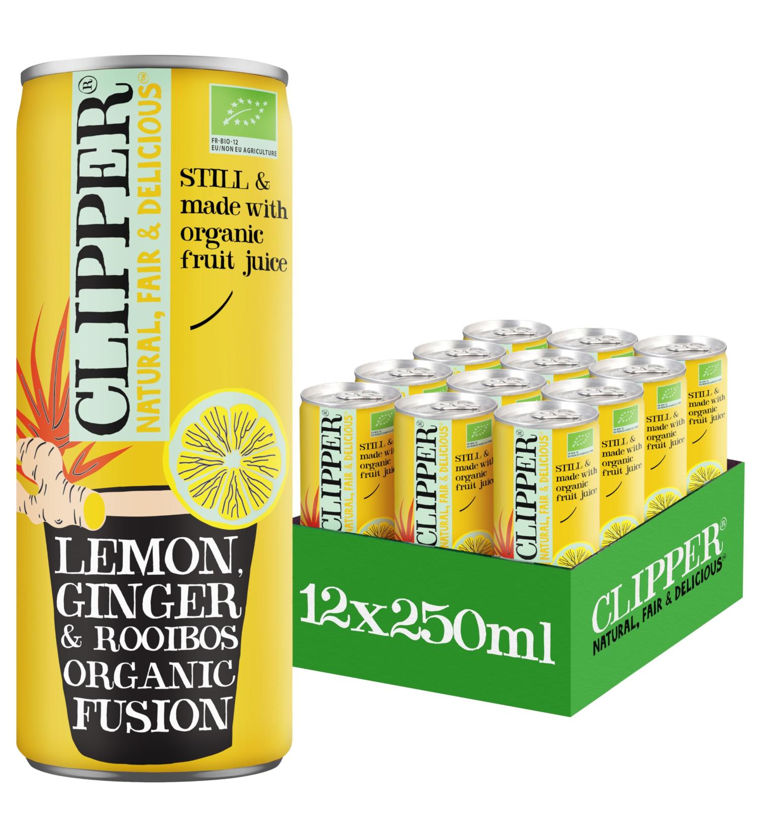 CLIPPER - Organic Refreshing Drink - Fusion Lemon Ginger Rooibos - No added sugar - 25cl x 12 - Buy Online on GoSupps.com